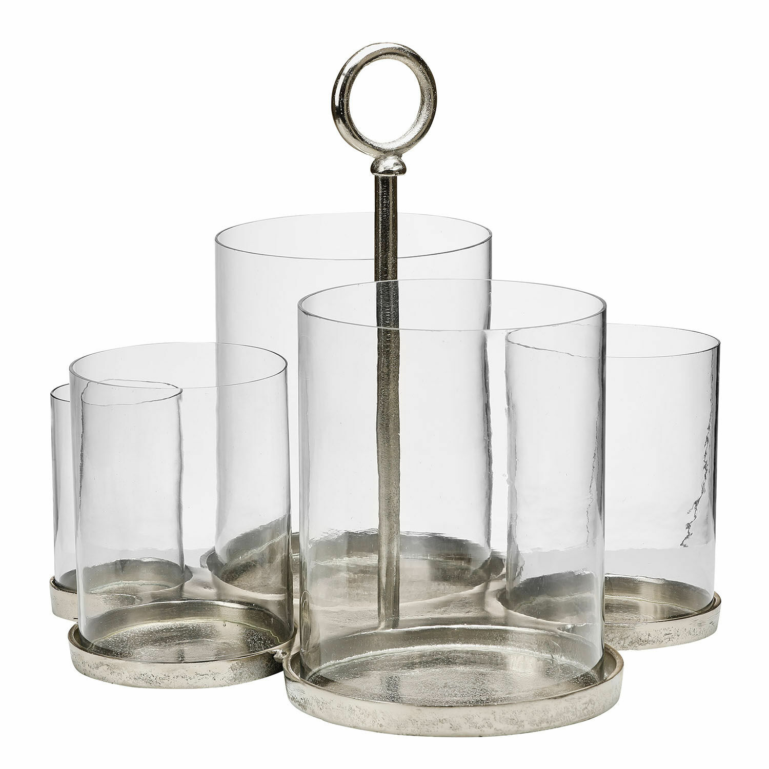 Farolillo Gjaloran Organizador moderno de vidrio transparente con base y asa de metal, ideal para escritorio