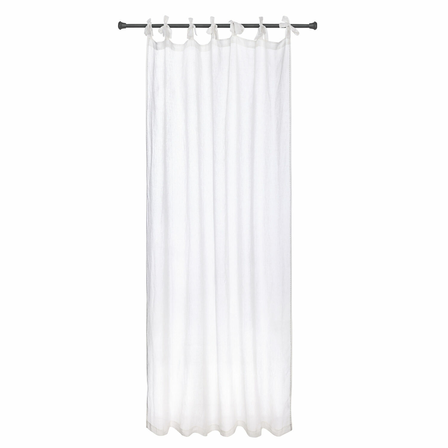 blanco Cortina blanca Monthelie de tela ligera con lazos anudados, decoración de ventana elegante