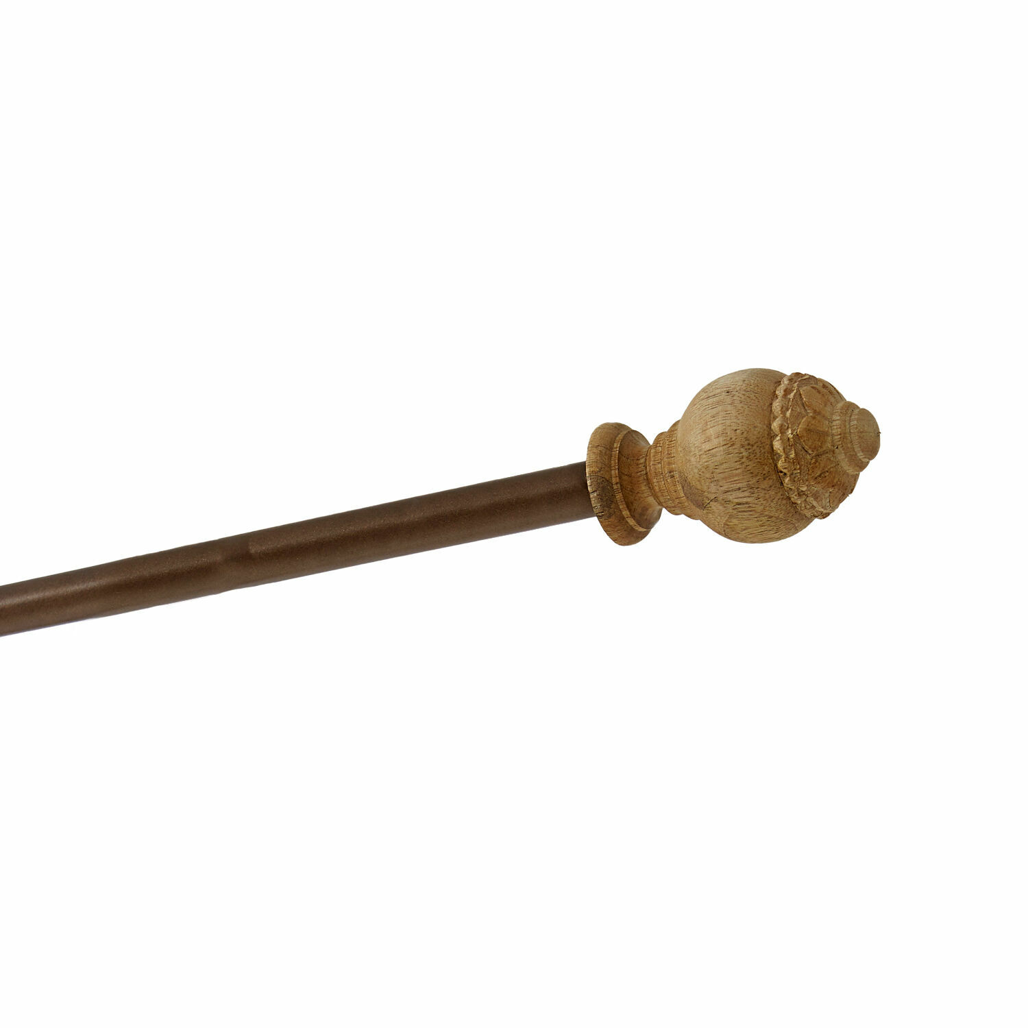 marrón envejecido Barra de cortina de madera marrón antigua con remate decorativo, accesorio elegante para el hogar
