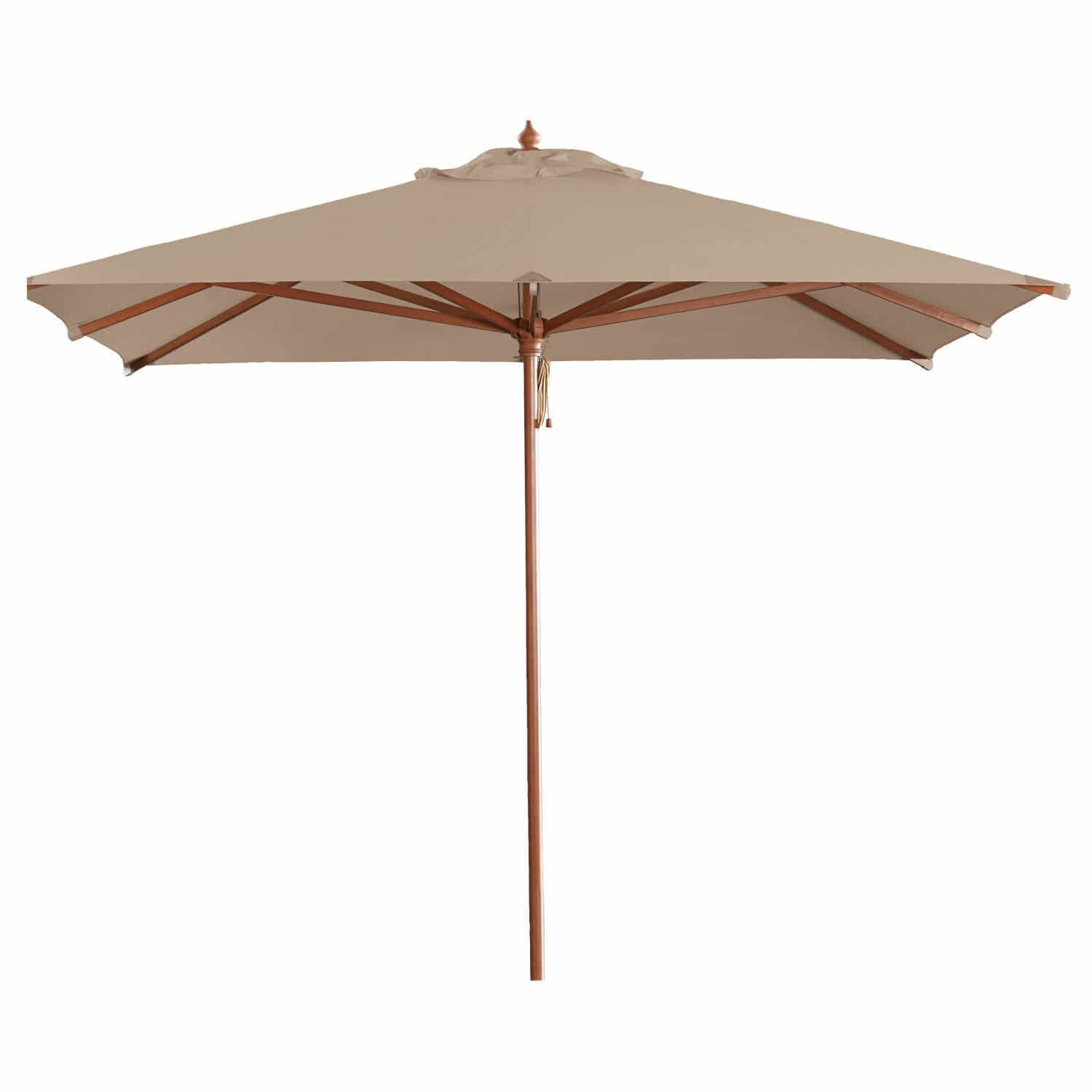 taupe Gran sombrilla de jardín Barnet en color taupe con estructura de madera, ideal para terraza y jardín