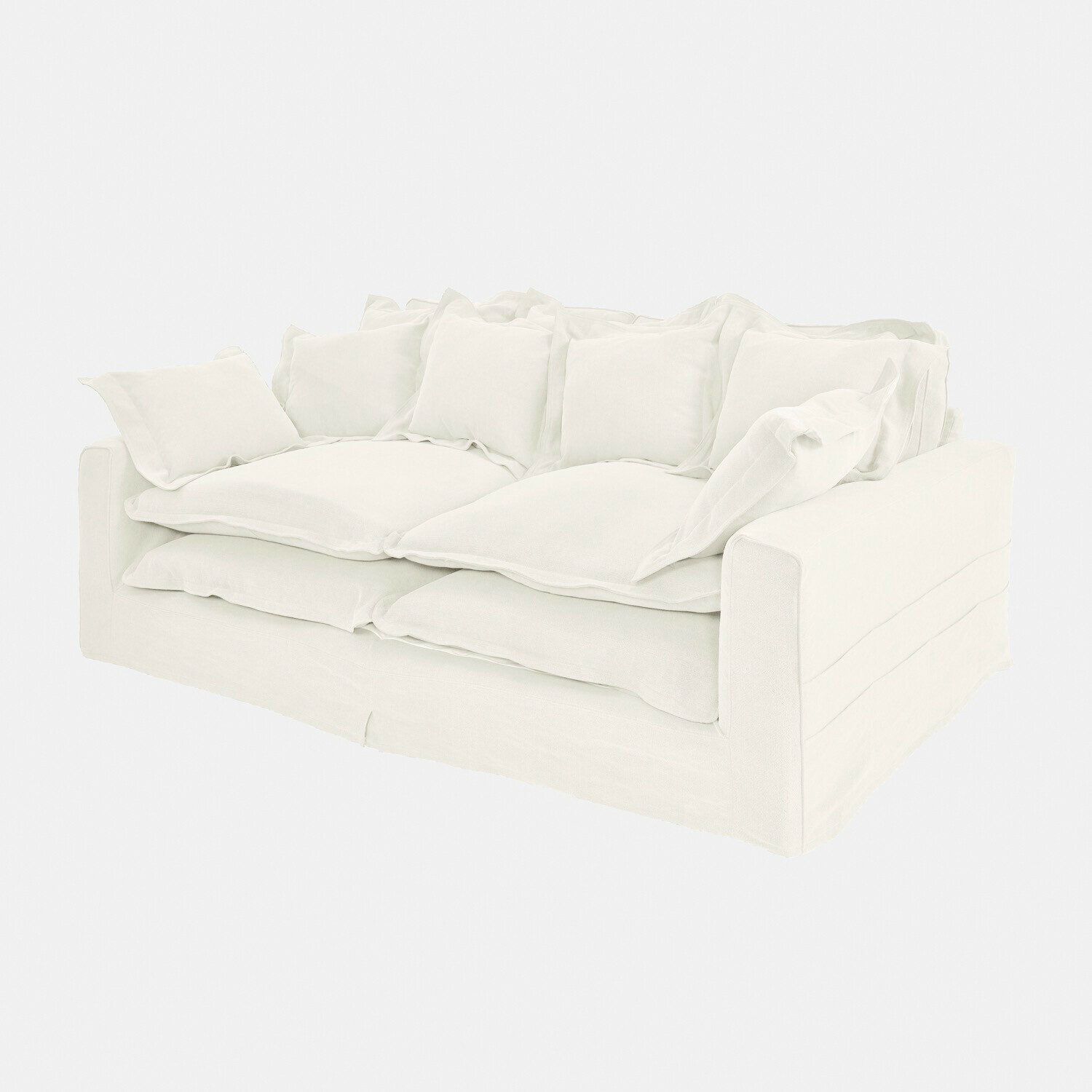 Sofá Terell Sofá blanco de tela con dos cojines, mueble moderno y cómodo para sala de estar