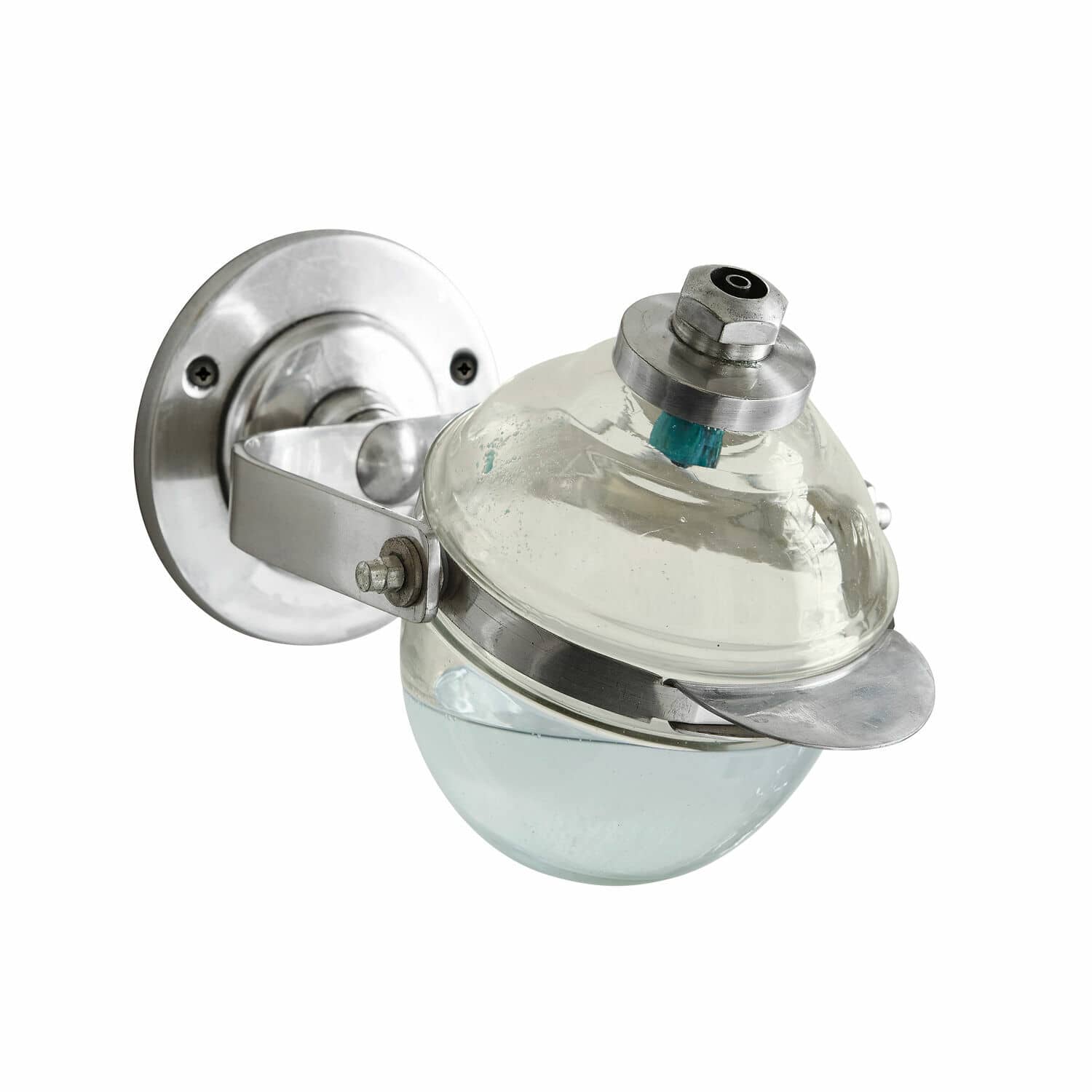 Dispensador de jabón Bailey Dispensador de jabón de vidrio con soporte de acero inoxidable plateado para baño