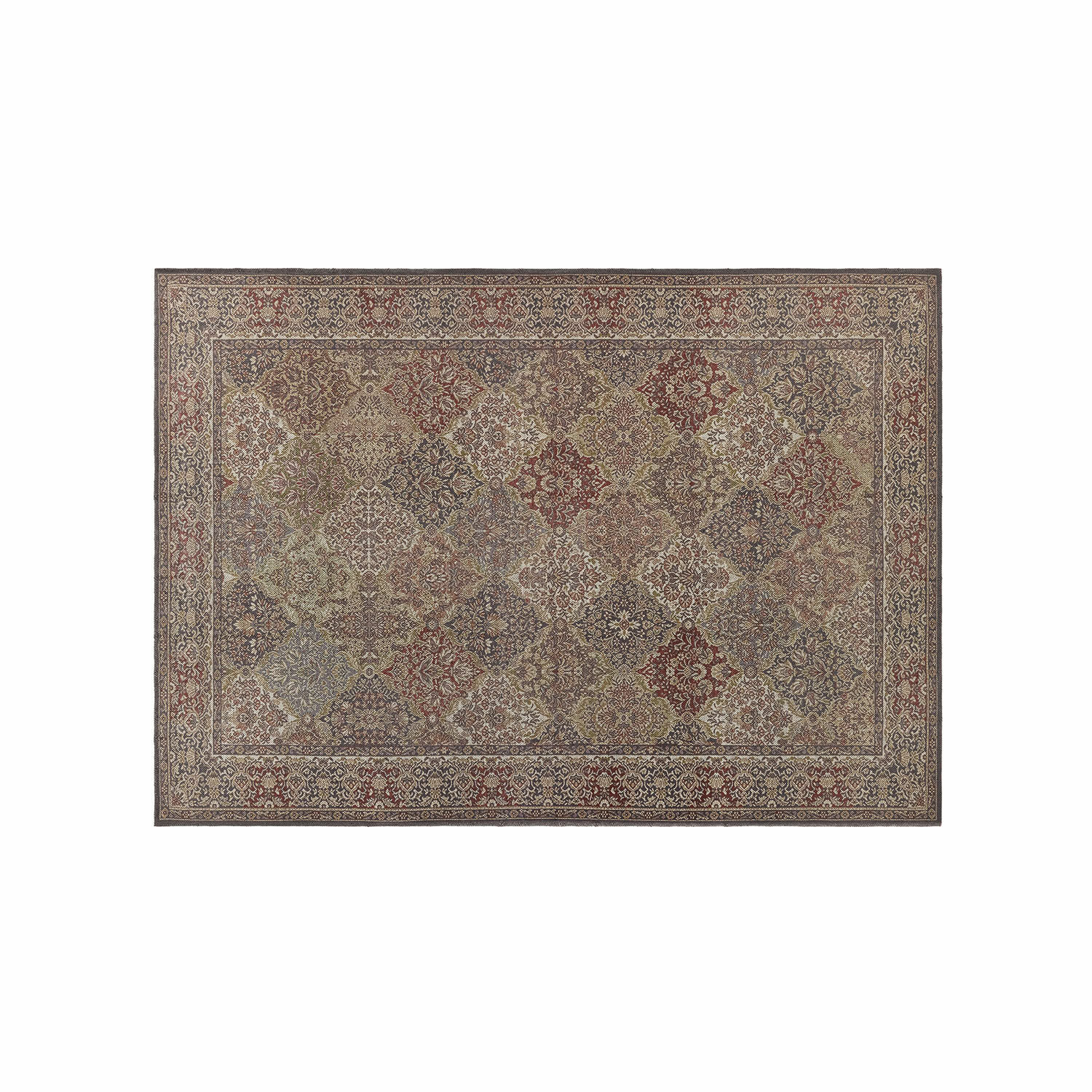 Alfombra para interior y exterior Malhira Alfombra con diseño patchwork en tonos marrones y rojos, decorativa y elegante para salón