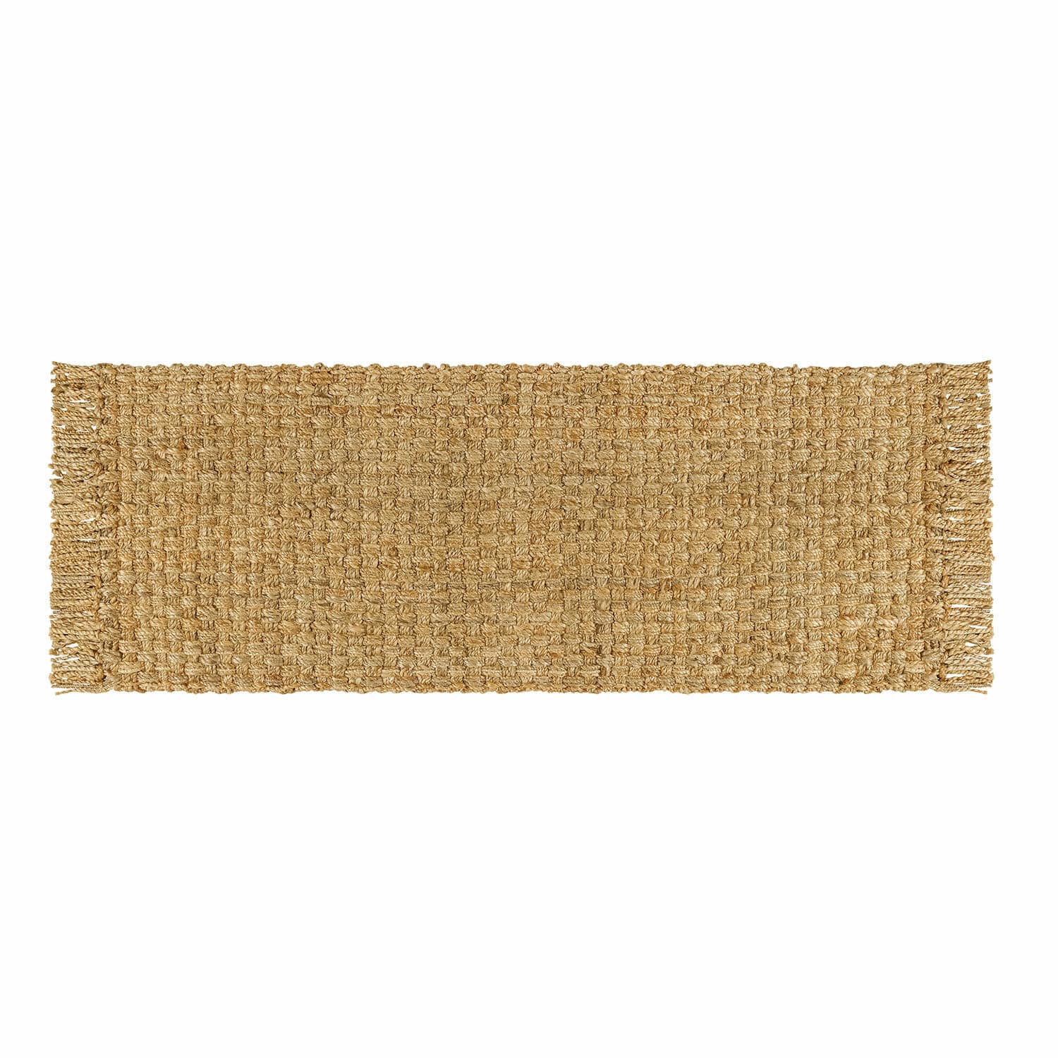Alfombra Moody Alfombra rectangular de yute en color natural con flecos, duradera y decorativa para el hogar