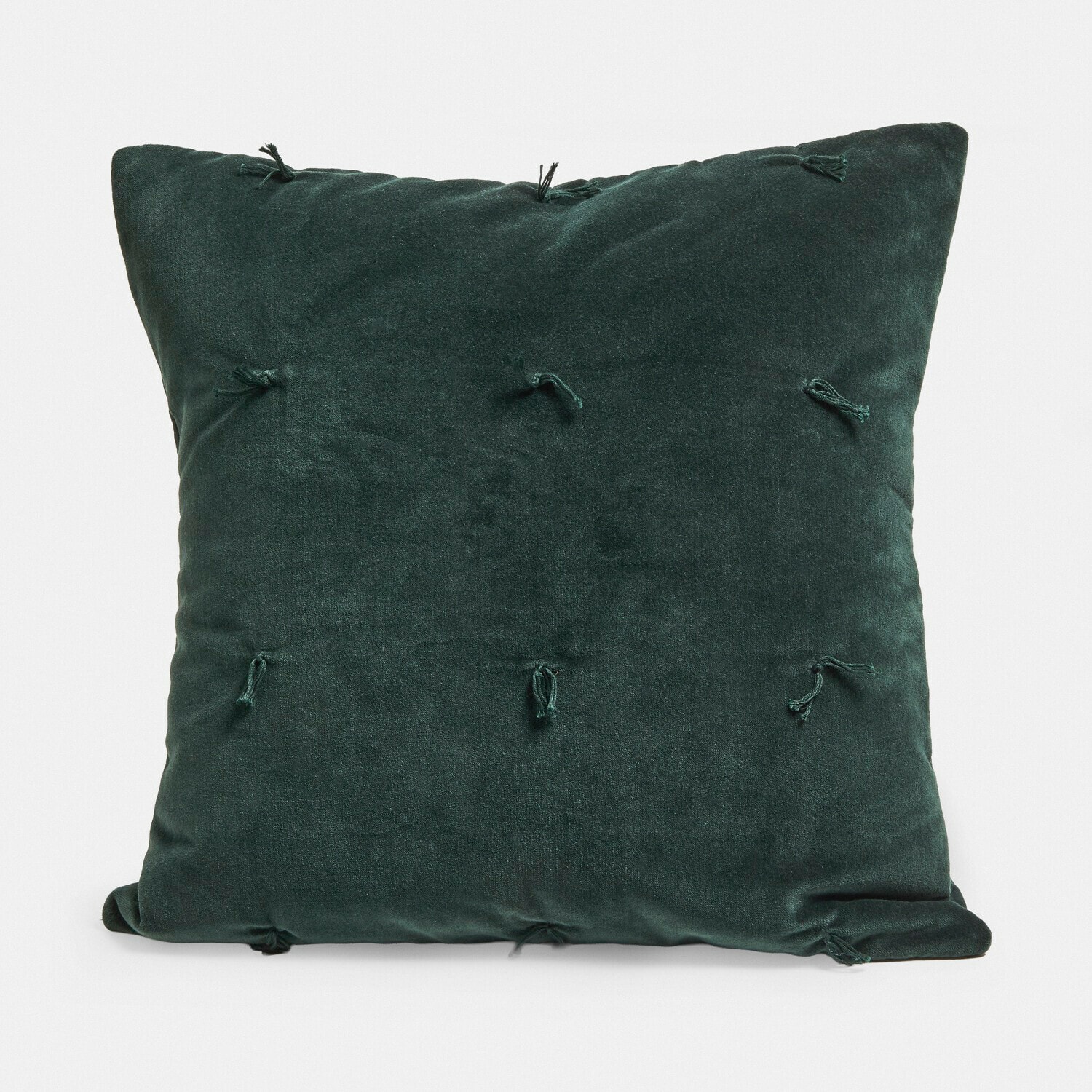 Cojín Orélisse Cojín decorativo de terciopelo verde oscuro con nudos decorativos, suave y elegante para salón
