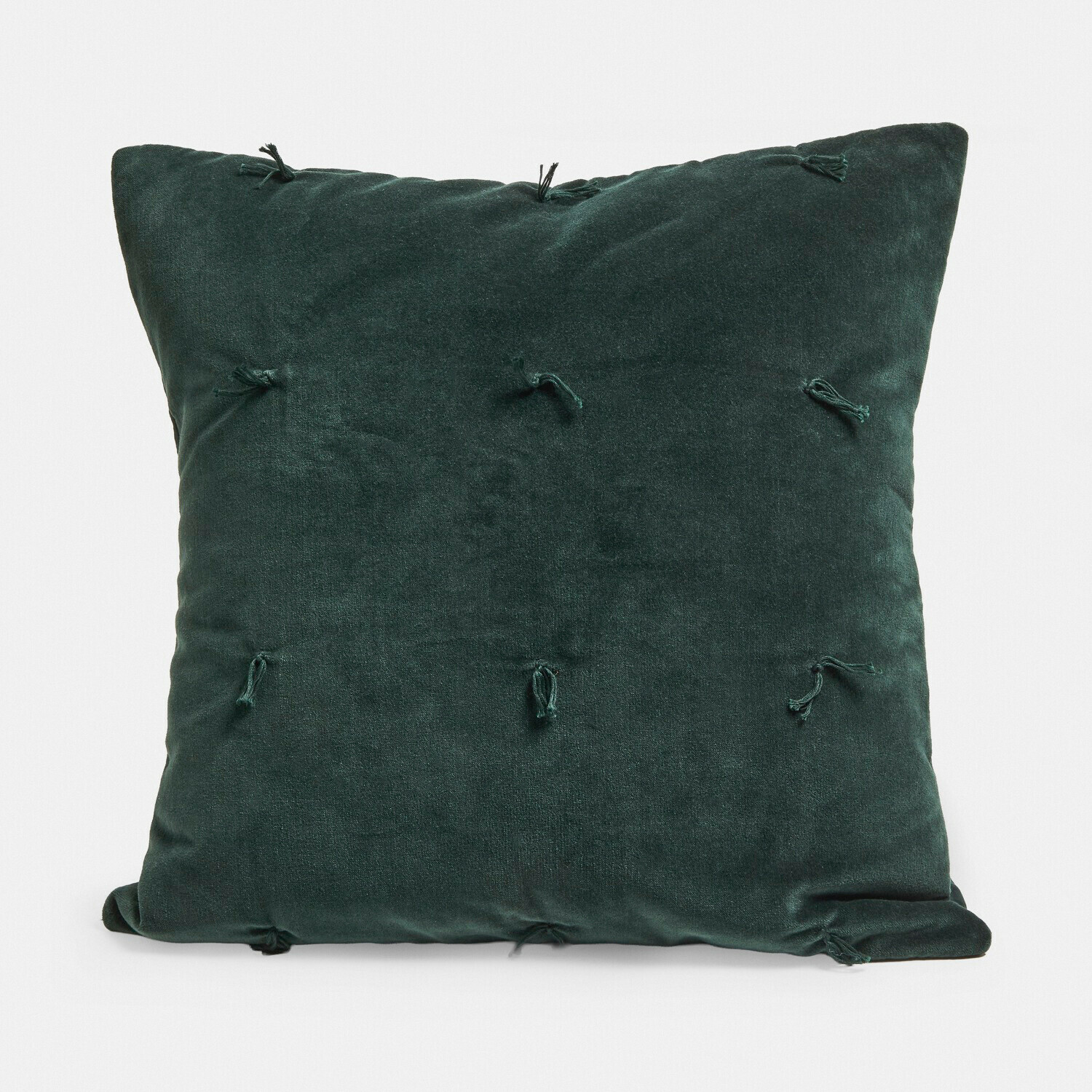 Cojín Orélisse Cojín decorativo de terciopelo verde oscuro con nudos decorativos, suave y elegante para salón