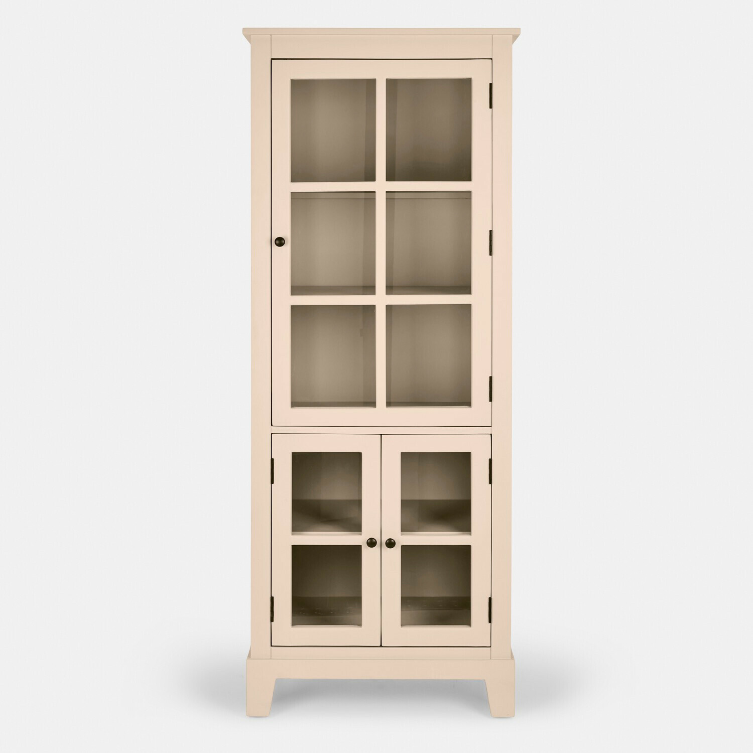 Vitrina Domérise Vitrina de madera beige con puertas de cristal y estantes para almacenamiento en salón