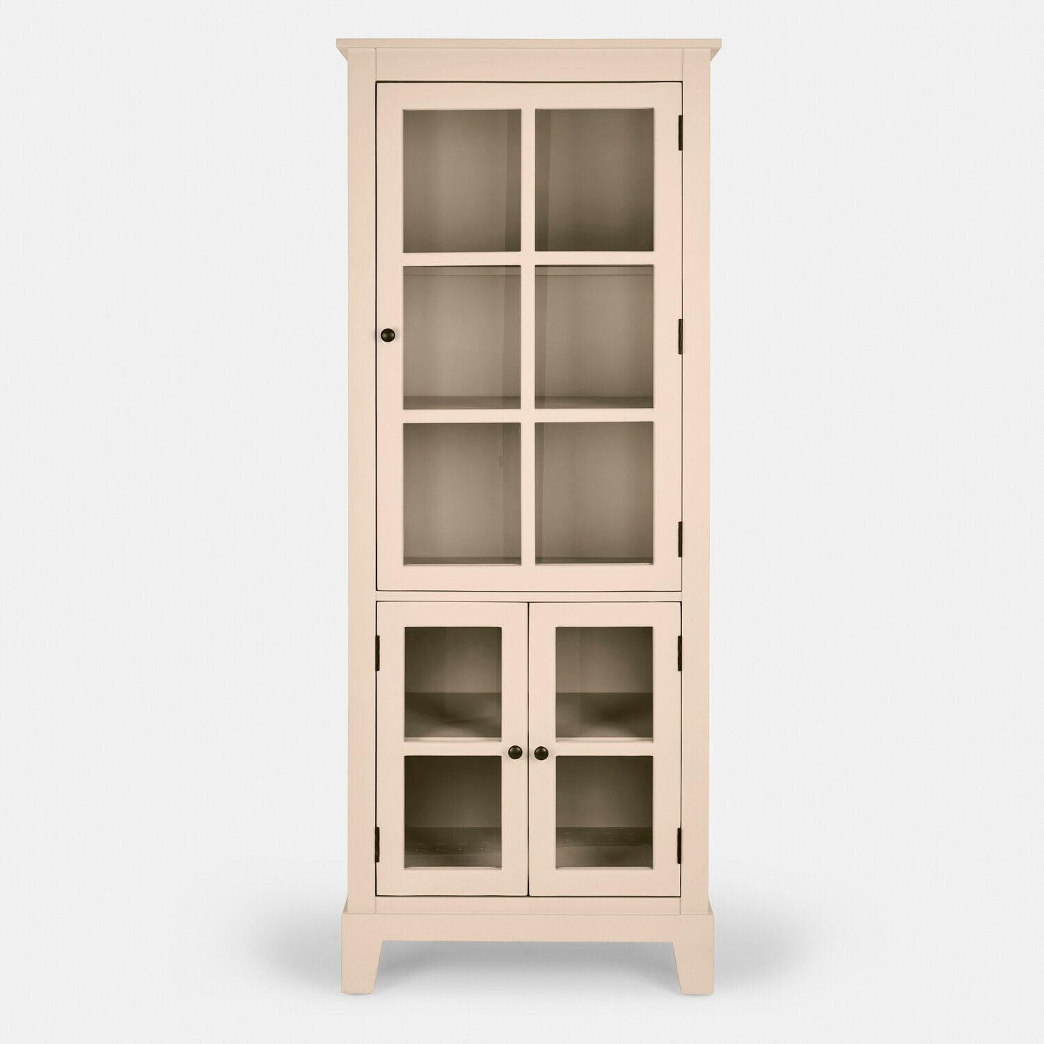 Vitrina Domérise Vitrina de madera beige con puertas de cristal y estantes para almacenamiento en salón
