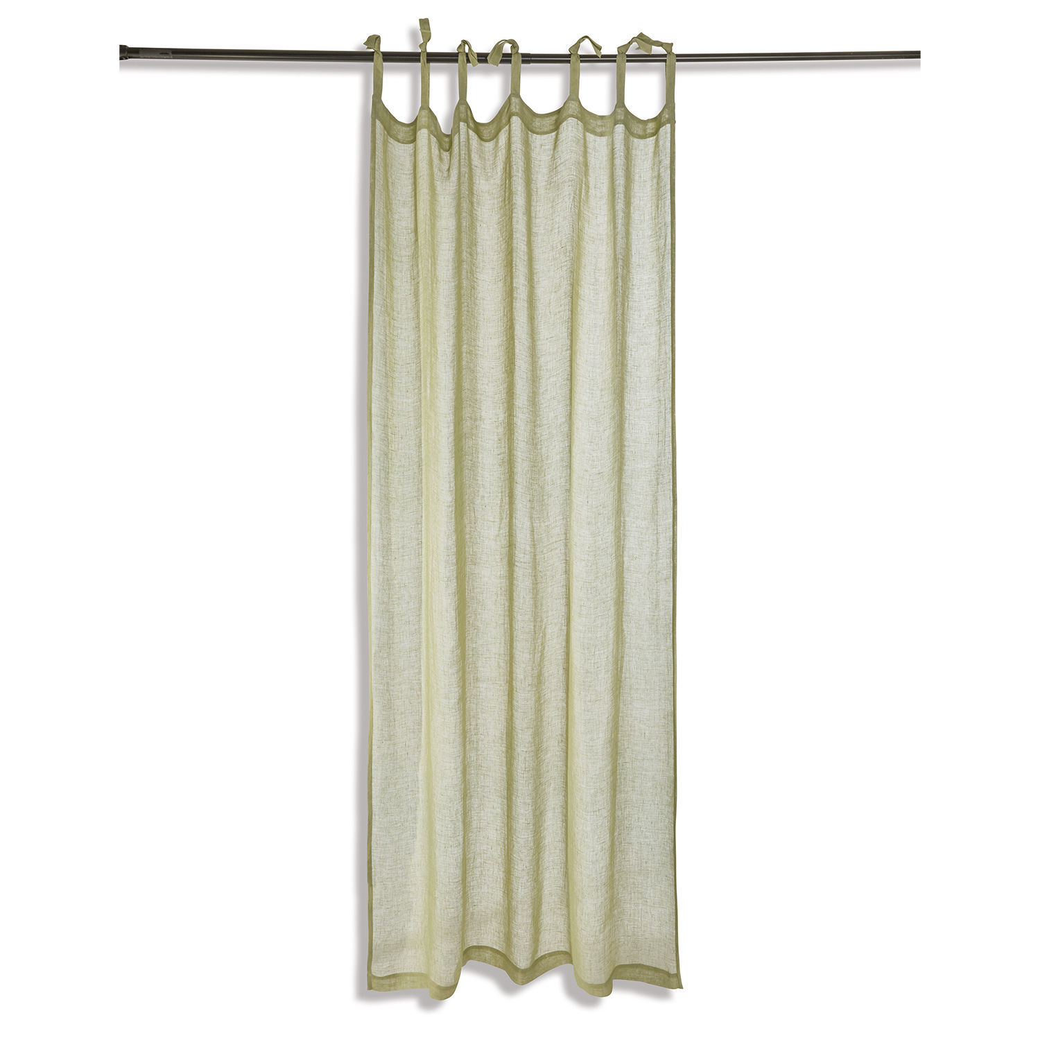 Cortina Gryphia Cortina ligera de lino en verde claro con lazos para colgar en barra