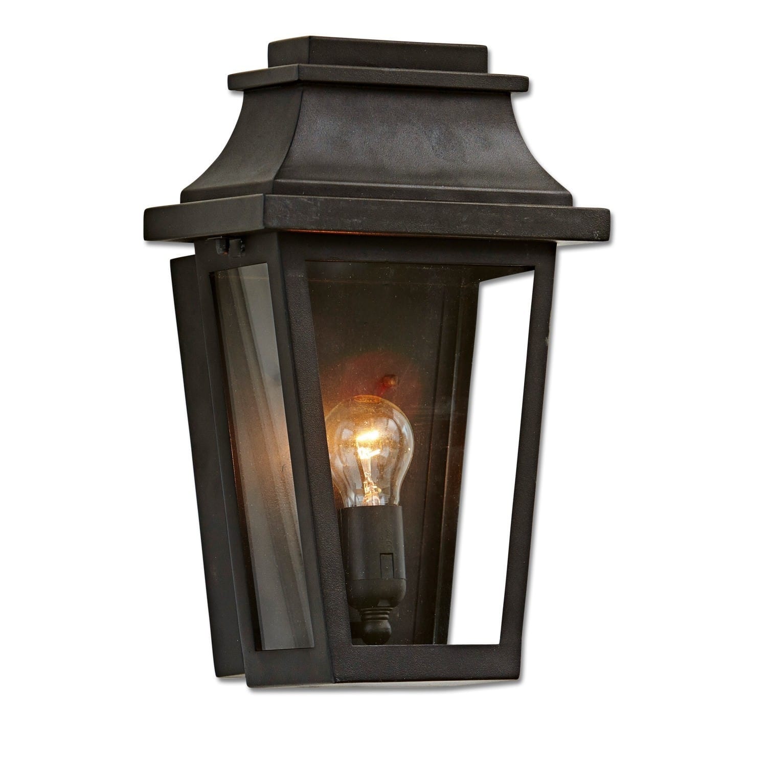 Aplique de exterior Toledo Lámpara de pared negra de metal con vidrio transparente y bombilla visible para iluminación exterior