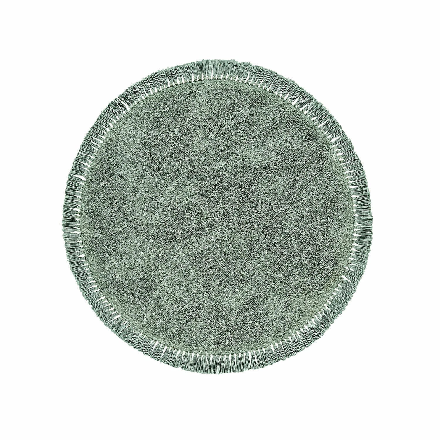 Alfombra Ivalex Alfombra redonda verde de algodón con flecos, suave y decorativa para interiores