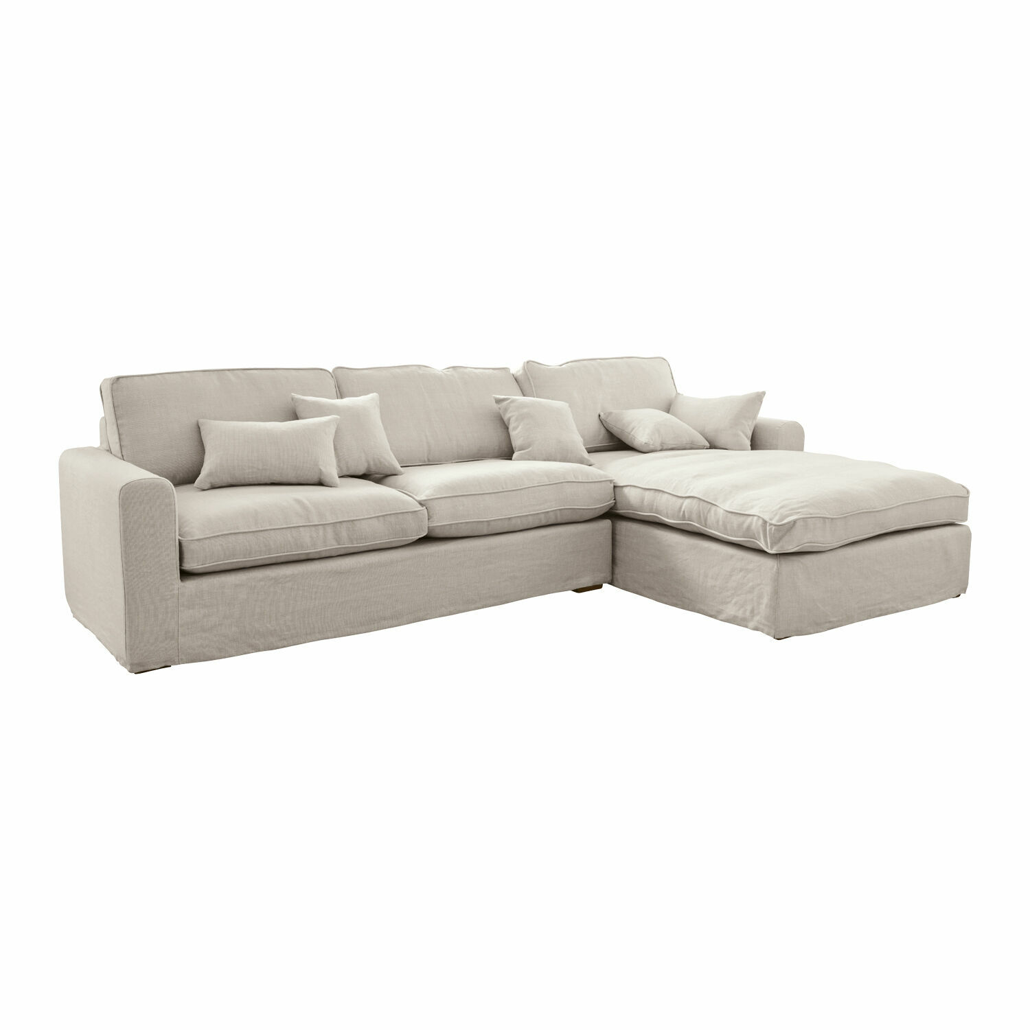 Sofá Seaford Sofá rinconero beige de tela con cojines suaves, mueble cómodo para salón