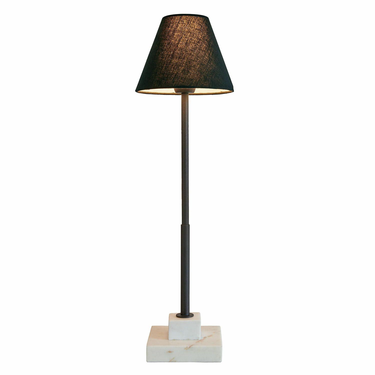 Lámpara de mesa Orvienne Lámpara de mesa elegante con pantalla negra y base de mármol blanco, diseño moderno de iluminación