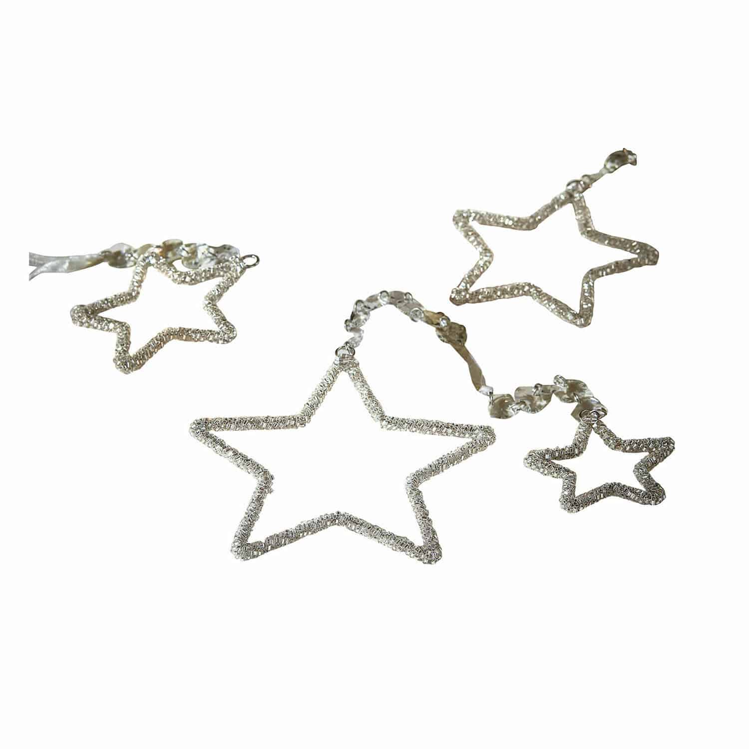 Set de 4 colgantes Manilo Estrellas decorativas de cristales transparentes para ambiente festivo y decoración del hogar