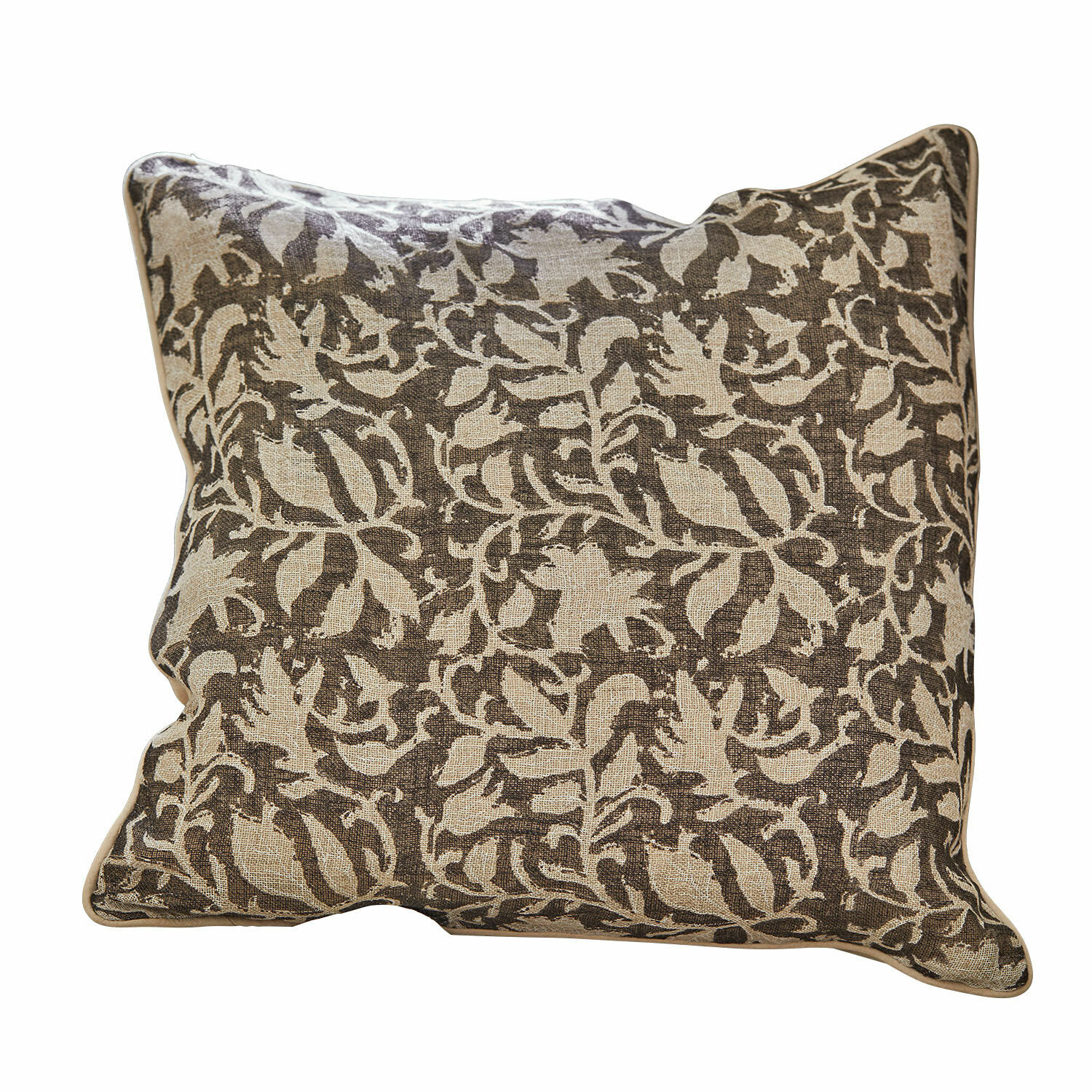 Set de 2 fundas de cojín Ziradayn Cojín decorativo marrón de algodón con diseño vegetal claro para salón y dormitorio