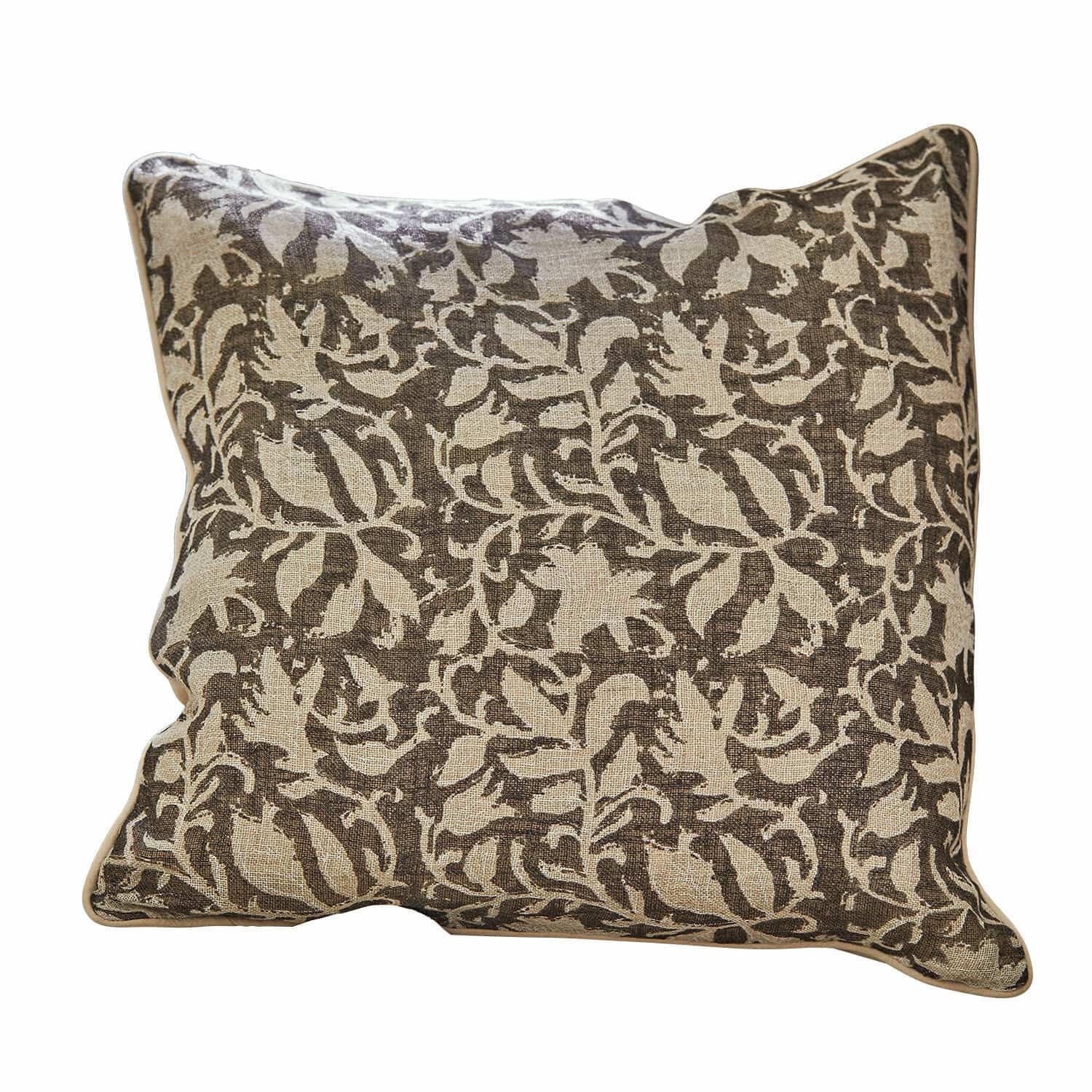 Set de 2 fundas de cojín Ziradayn Cojín decorativo marrón de algodón con diseño vegetal claro para salón y dormitorio