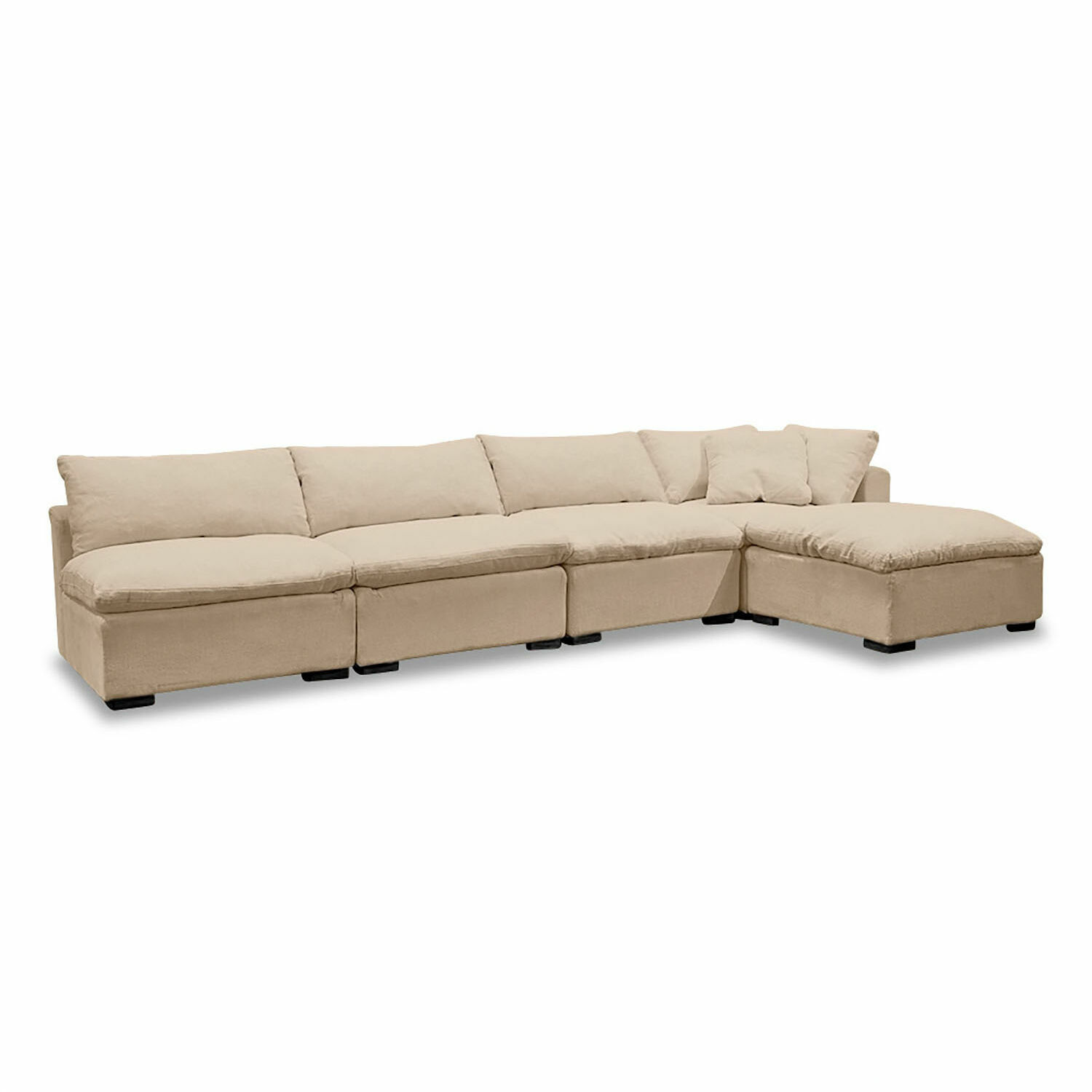 marrón Sofá modular Baladou en tela marrón suave, cómodo para sala de estar