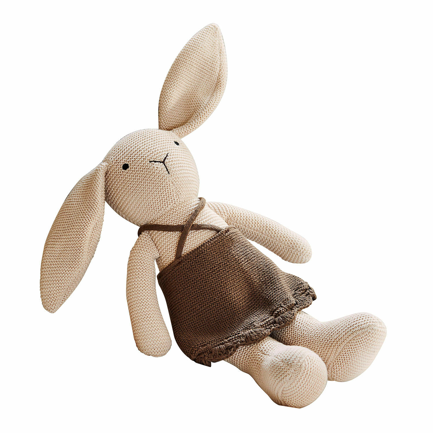 Peluche Flicka Conejo tejido beige con falda marrón, juguete suave para niños y decoración de habitación infantil