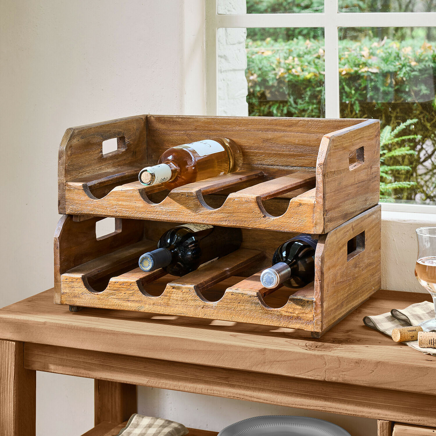Set de 2 portabotellas Crestwooden