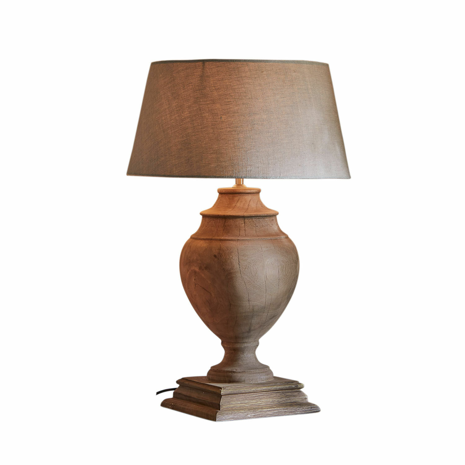 Lámpara de mesa Sauverny Lámpara de mesa con base de madera y pantalla beige, luz decorativa para salón