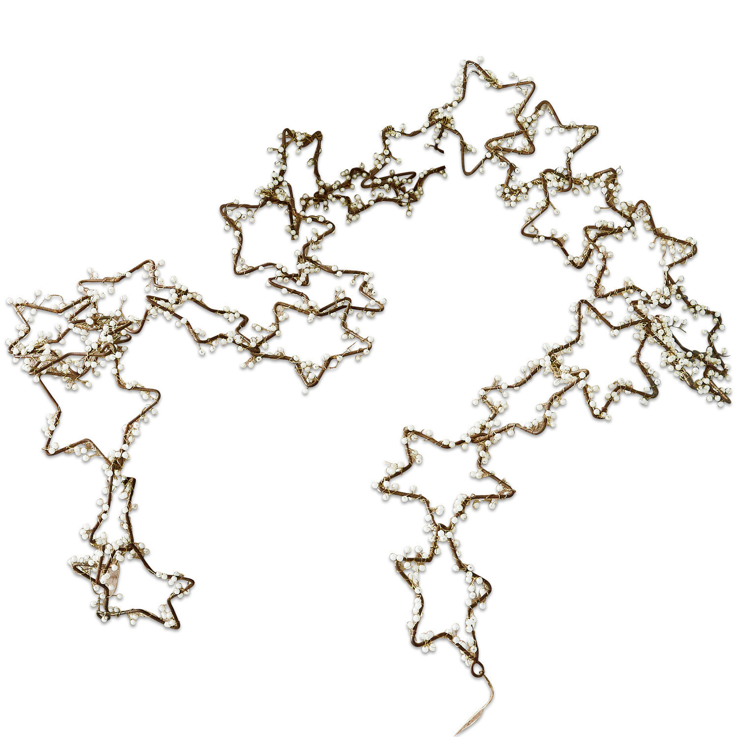 Guirnalda Ariane Guirnalda decorativa de estrellas metálicas con perlas blancas, adorno navideño color cobre