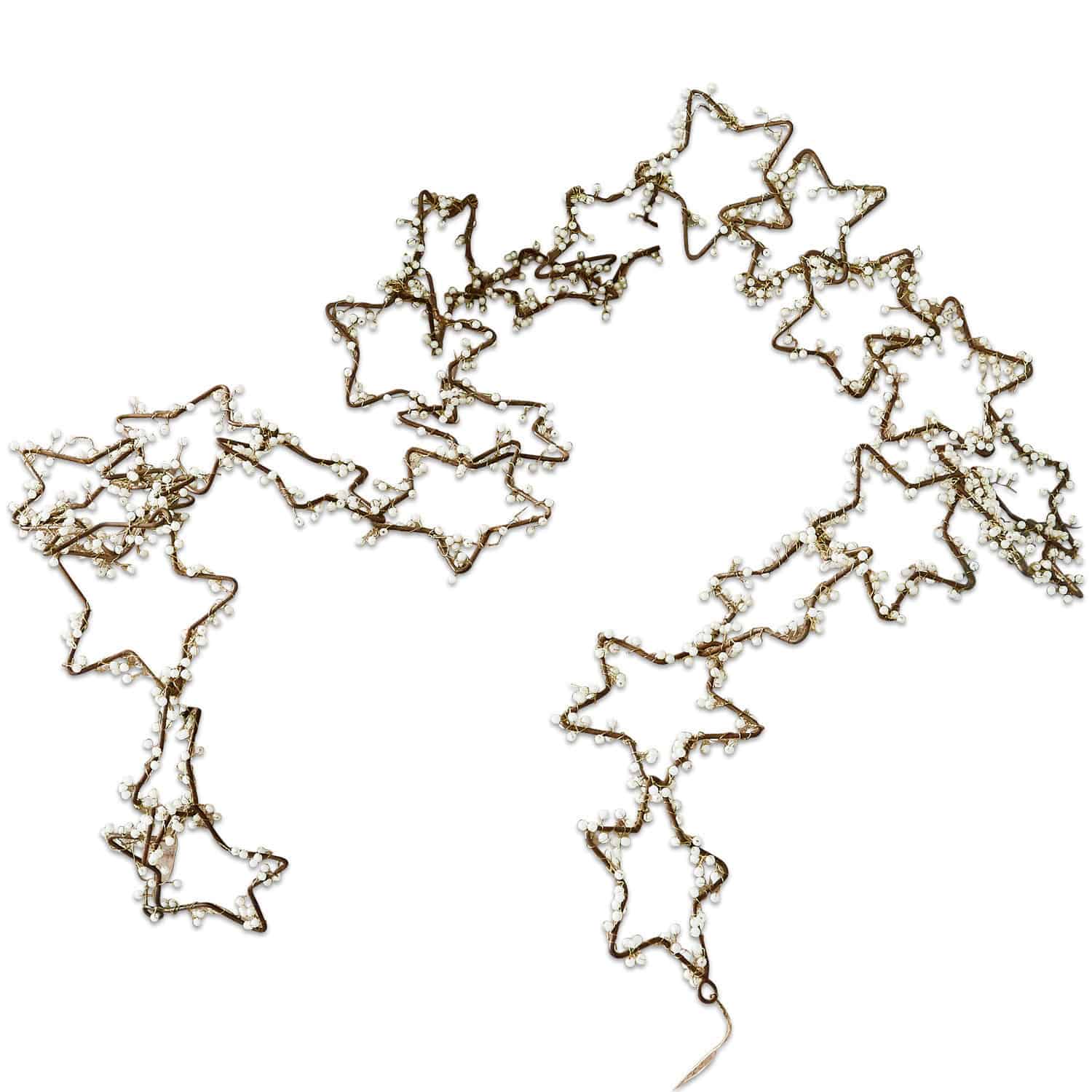 Guirnalda Ariane Guirnalda decorativa de estrellas metálicas con perlas blancas, adorno navideño color cobre