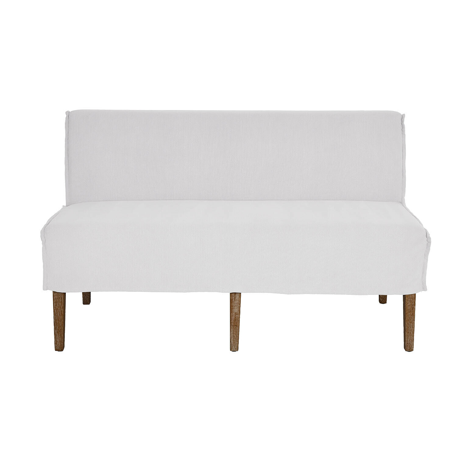 crema Sofá de cocina crema con patas de madera, asiento y respaldo cómodos
