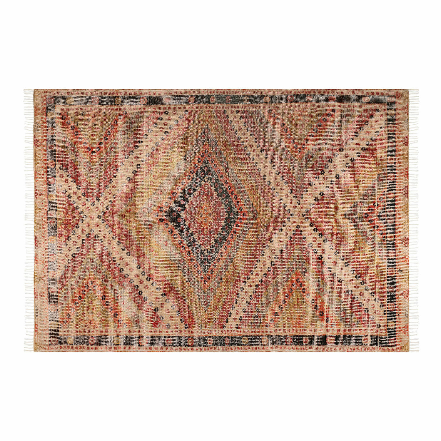 Alfombra para interior y exterior Mildura Alfombra tejida con patrón geométrico en tonos cálidos beige y rojo, decoración para suelo