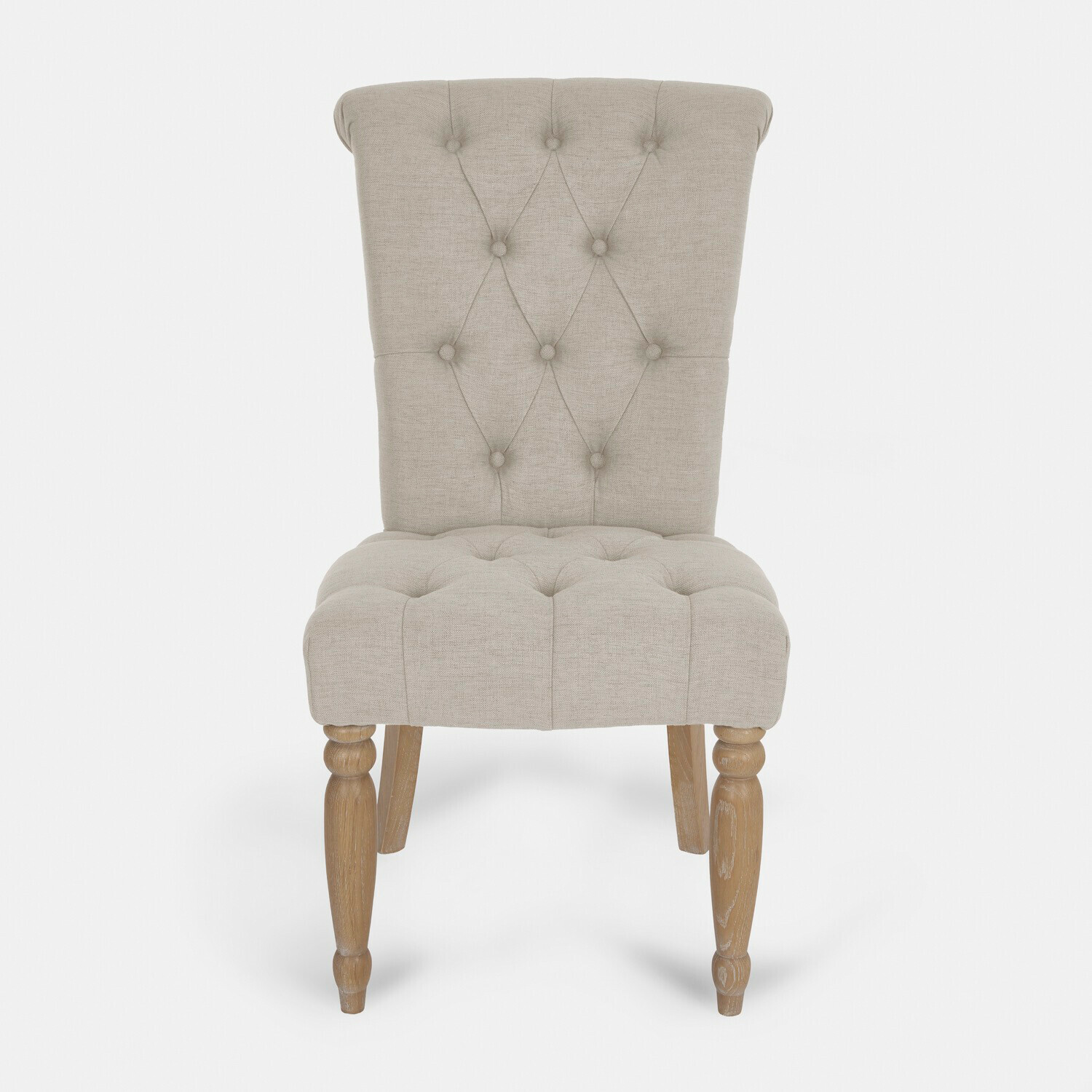 lino Silla Claville beige de lino con patas de madera, asiento acolchado elegante para comedor
