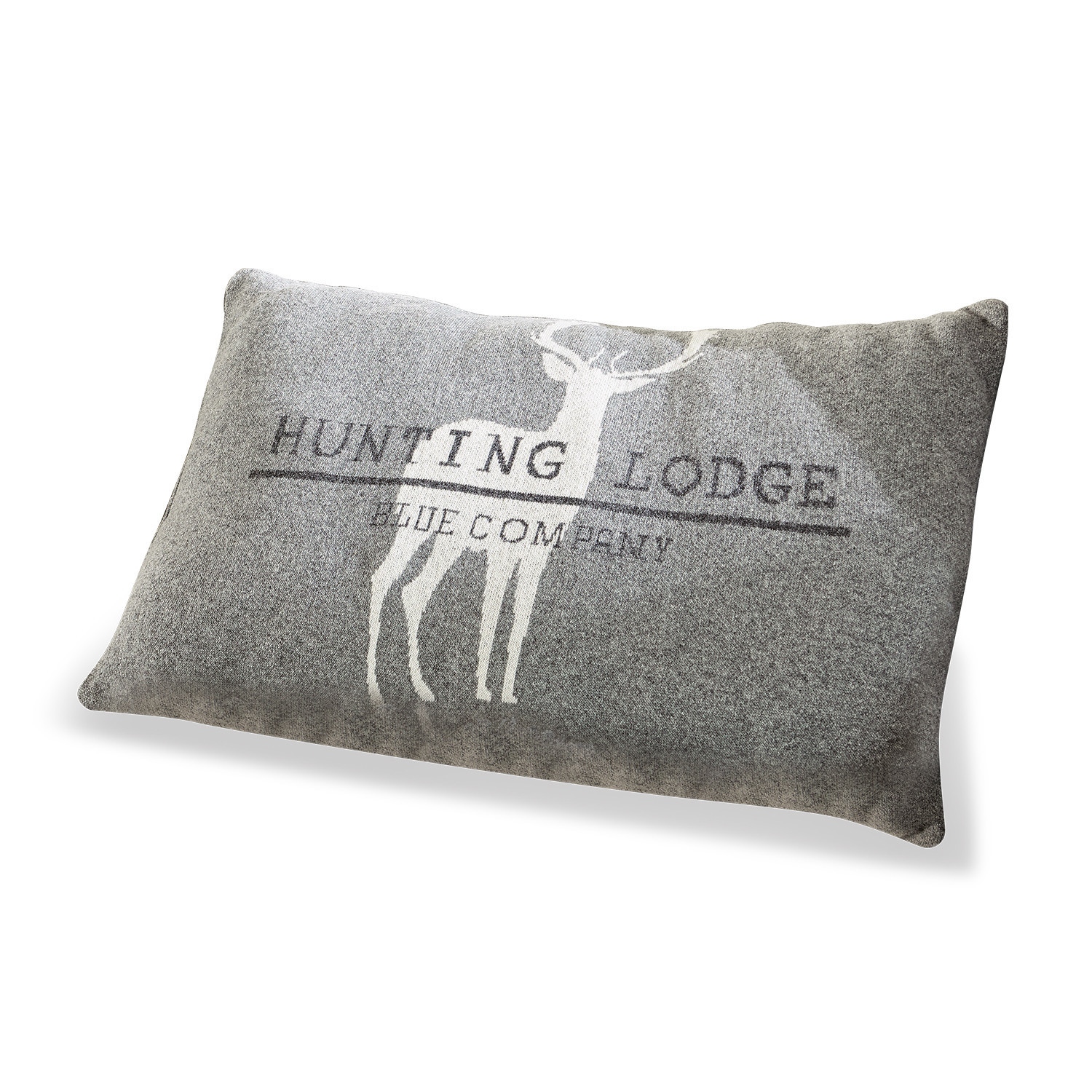 Cojín Lodge Cojín gris con diseño de ciervo y texto Hunting Lodge, material suave, estilo rústico