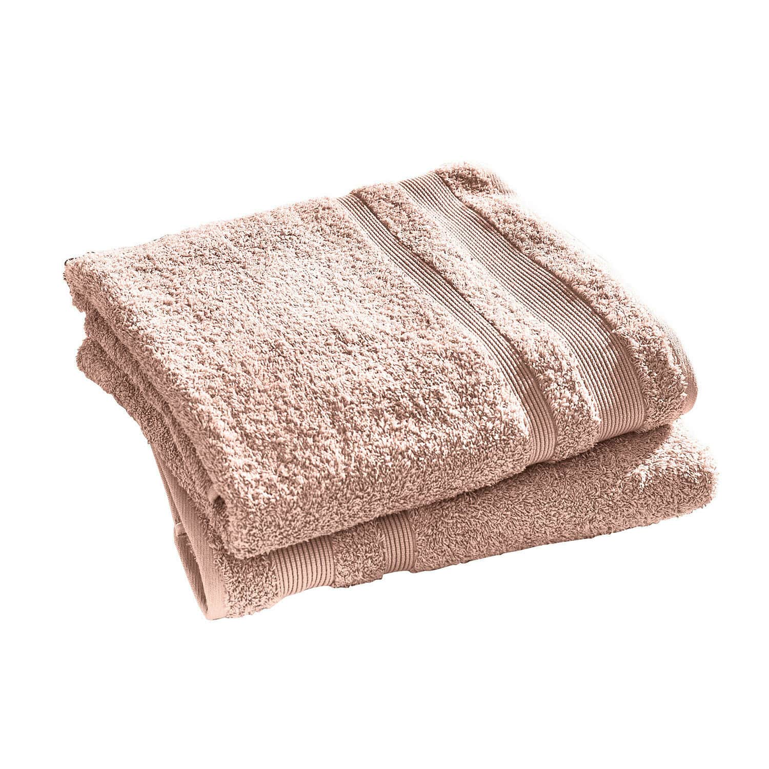 Set de 2 toallas de baño Bourogne Toalla de algodón rosa suave con franjas decorativas, ideal para baño y uso diario