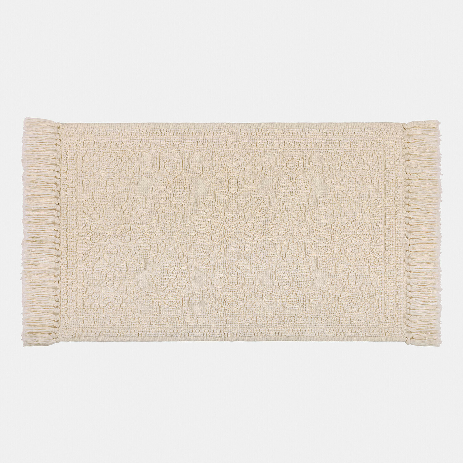 Vase 2er Set Dolcin Alfombra de algodón beige con flecos y diseño sutil, suave y decorativa para el hogar