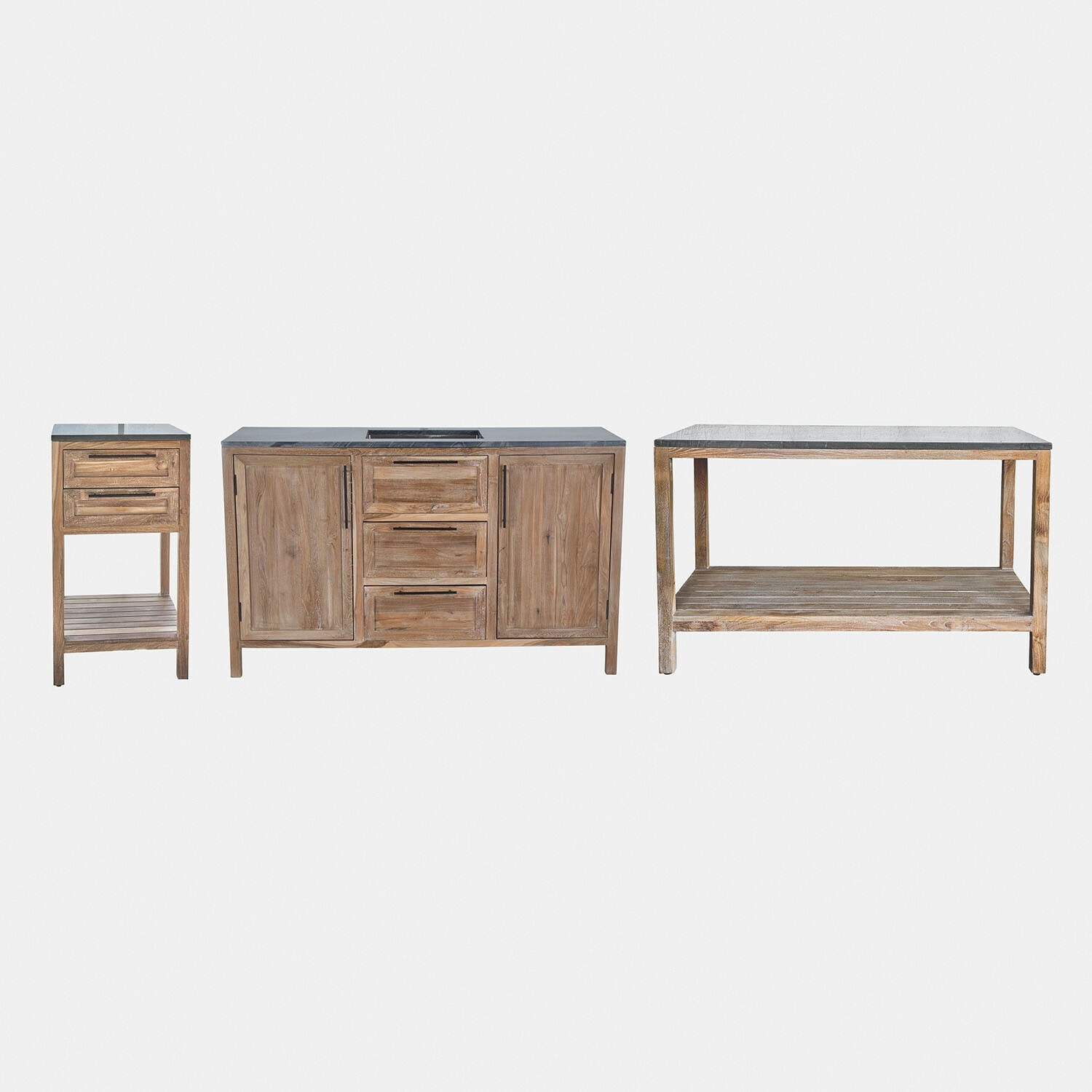 Set de 3 módulos de cocina exterior Corviano