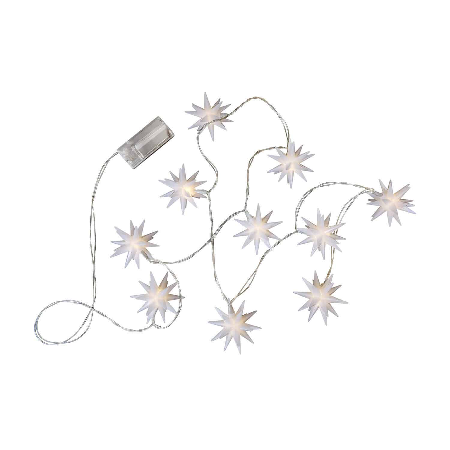 Luces de hadas Valerino Guirnalda LED con estrellas blancas y cable transparente para decoración navideña interior