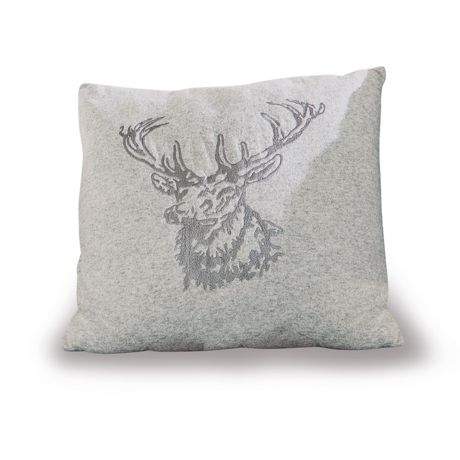 Cojín gris de material suave con bordado de ciervo, decoración para el hogar, textil doméstico