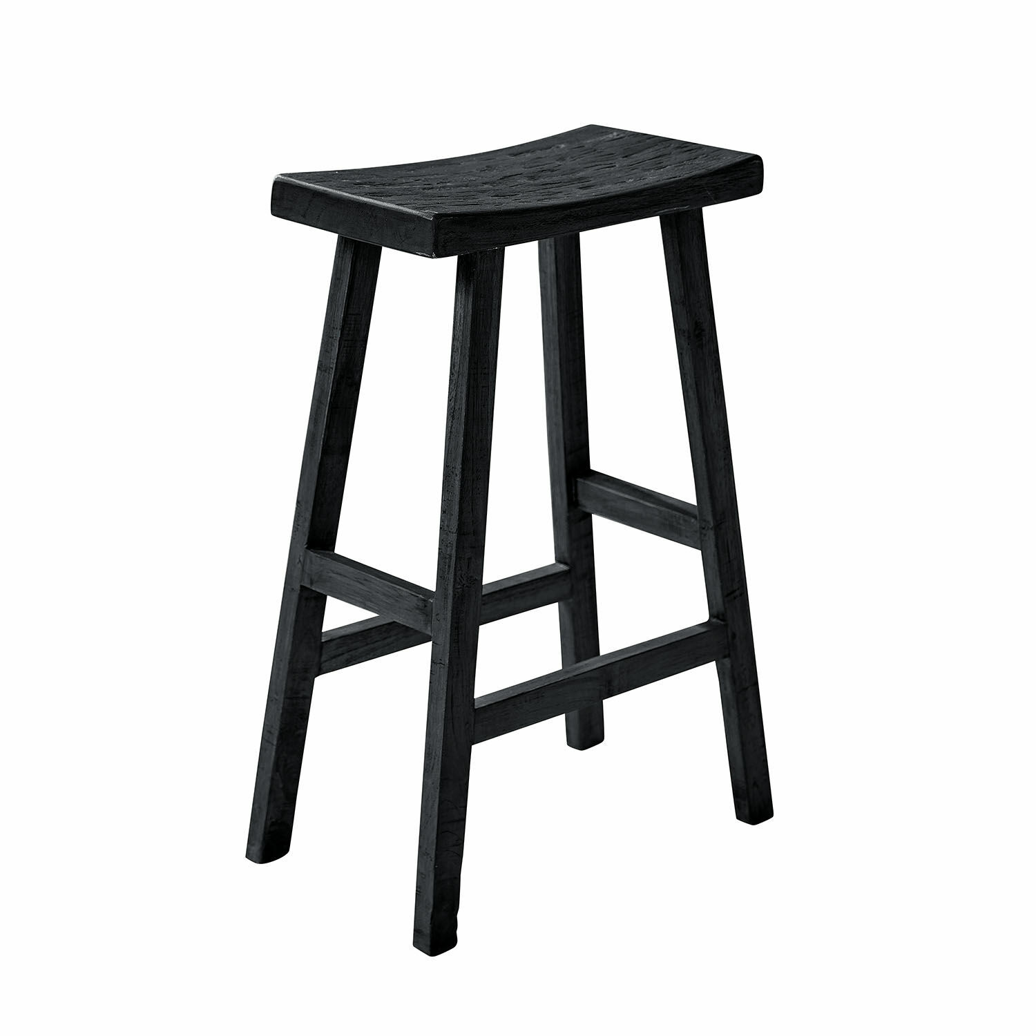 negro Taburete de madera negra con diseño sencillo, ideal para cocina y salón