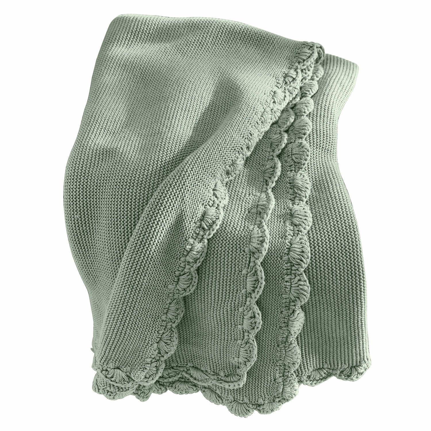 Plaid Nymariel Manta verde suave de algodón con borde decorativo, ideal para decoración y confort