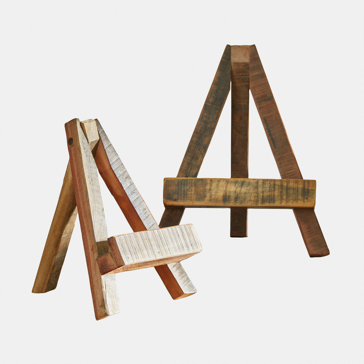 Set de 2 soportes para fotos Valerosas Soportes de madera para cuadros en colores natural y blanco, bases prácticas para decoración