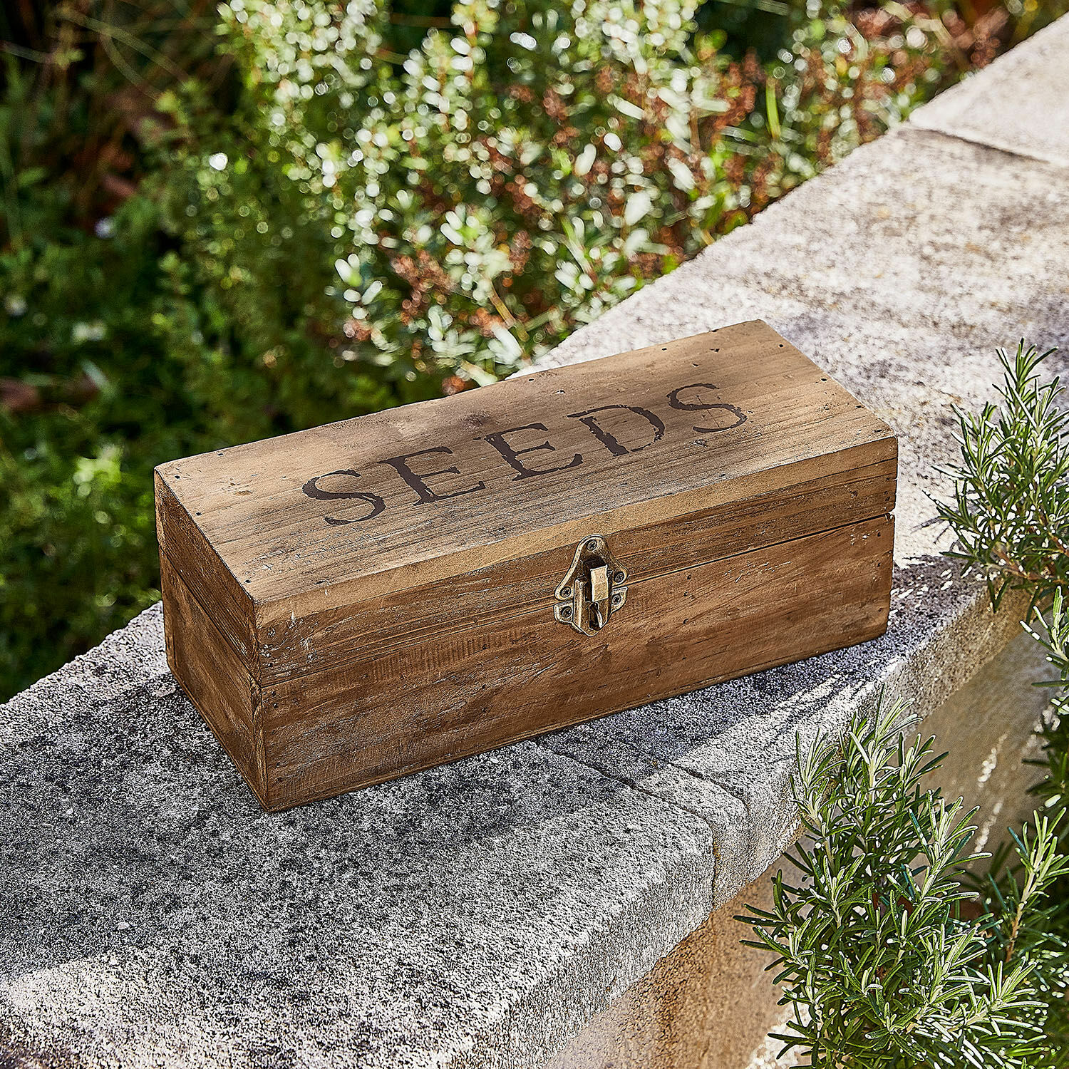 Caja Jixel Caja de madera para semillas con cierre metálico, color marrón natural, para jardín