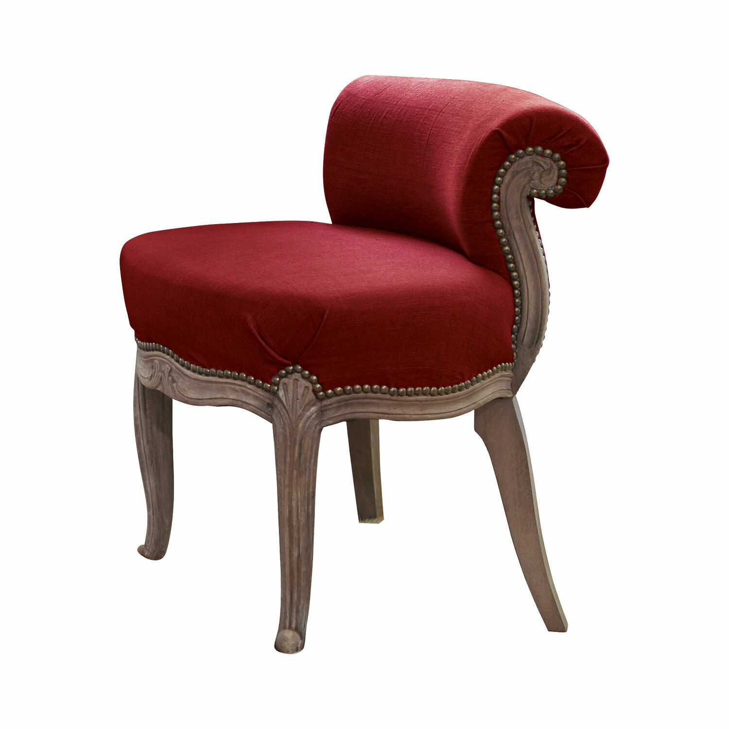 rojo Sillón Rivel rojo de tela con estructura de madera, mueble elegante para salón