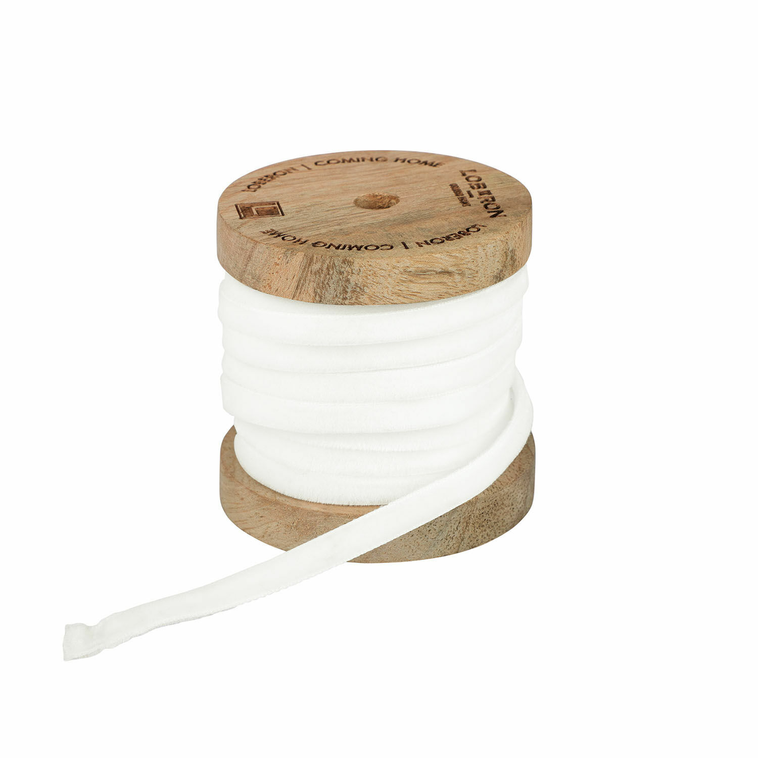 Cinta de terciopelo Olessa Cinta de terciopelo blanca enrollada en carrete de madera para decoración y manualidades