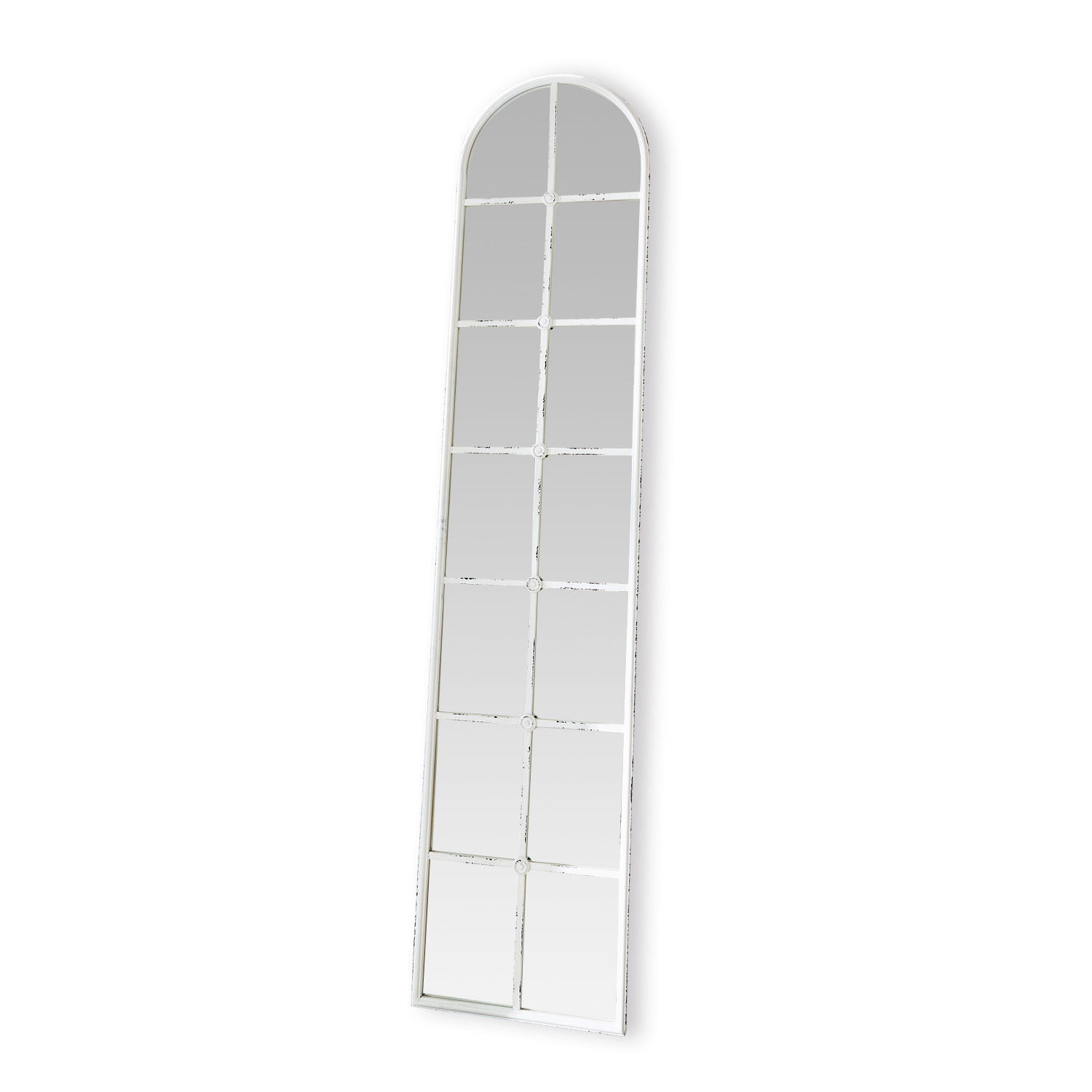 Espejo Westmor Espejo alto y estrecho con marco metálico blanco y divisiones rectangulares decorativas