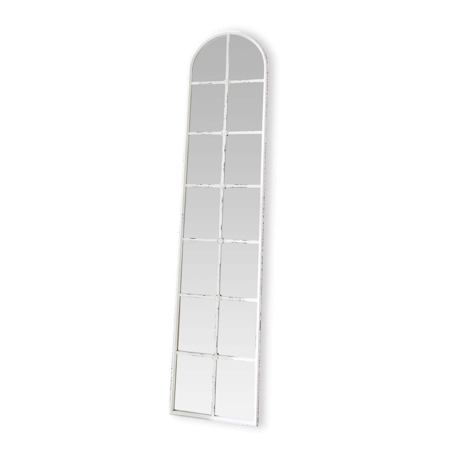 Espejo Westmor Espejo alto y estrecho con marco metálico blanco y divisiones rectangulares decorativas