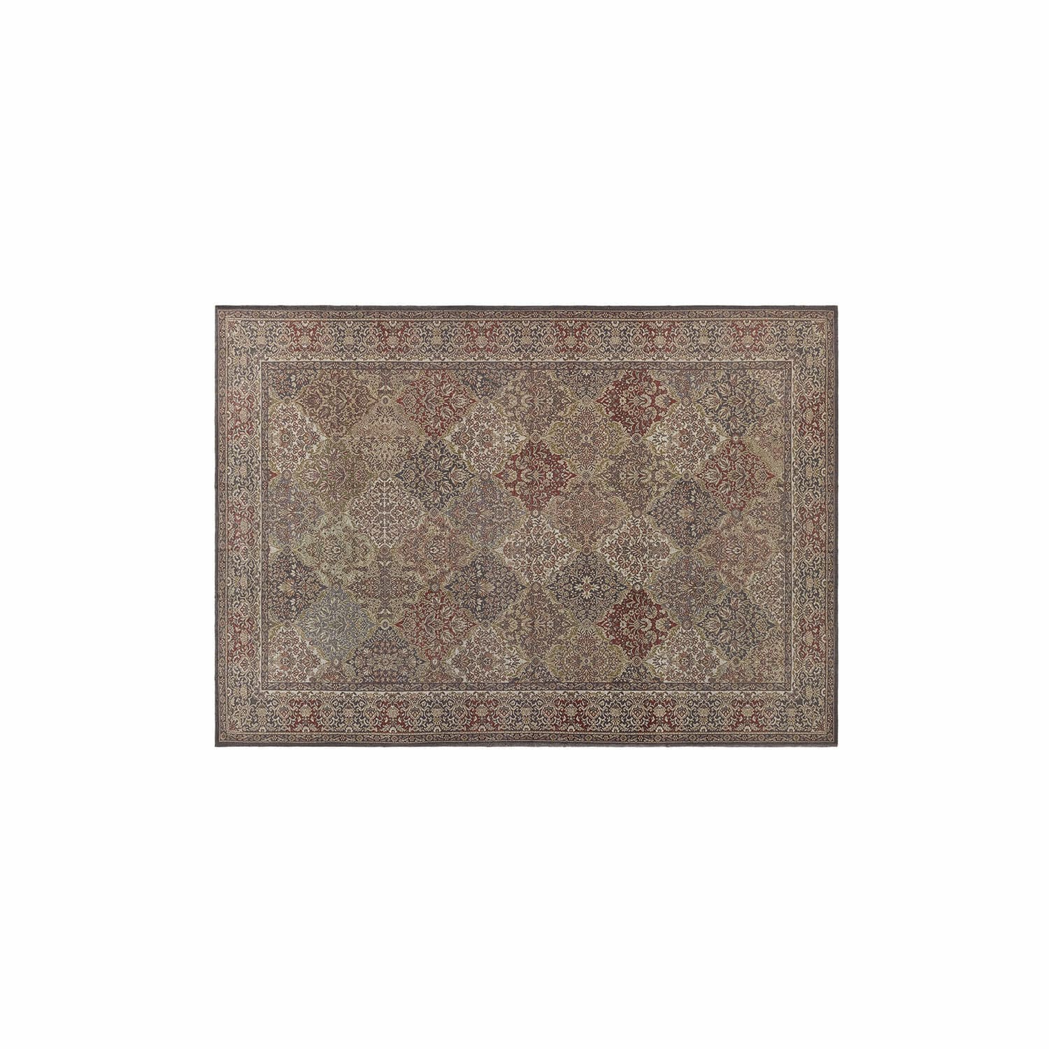 Alfombra para interior y exterior Malhira Alfombra con diseño patchwork en tonos marrones y rojos, decorativa y elegante para salón