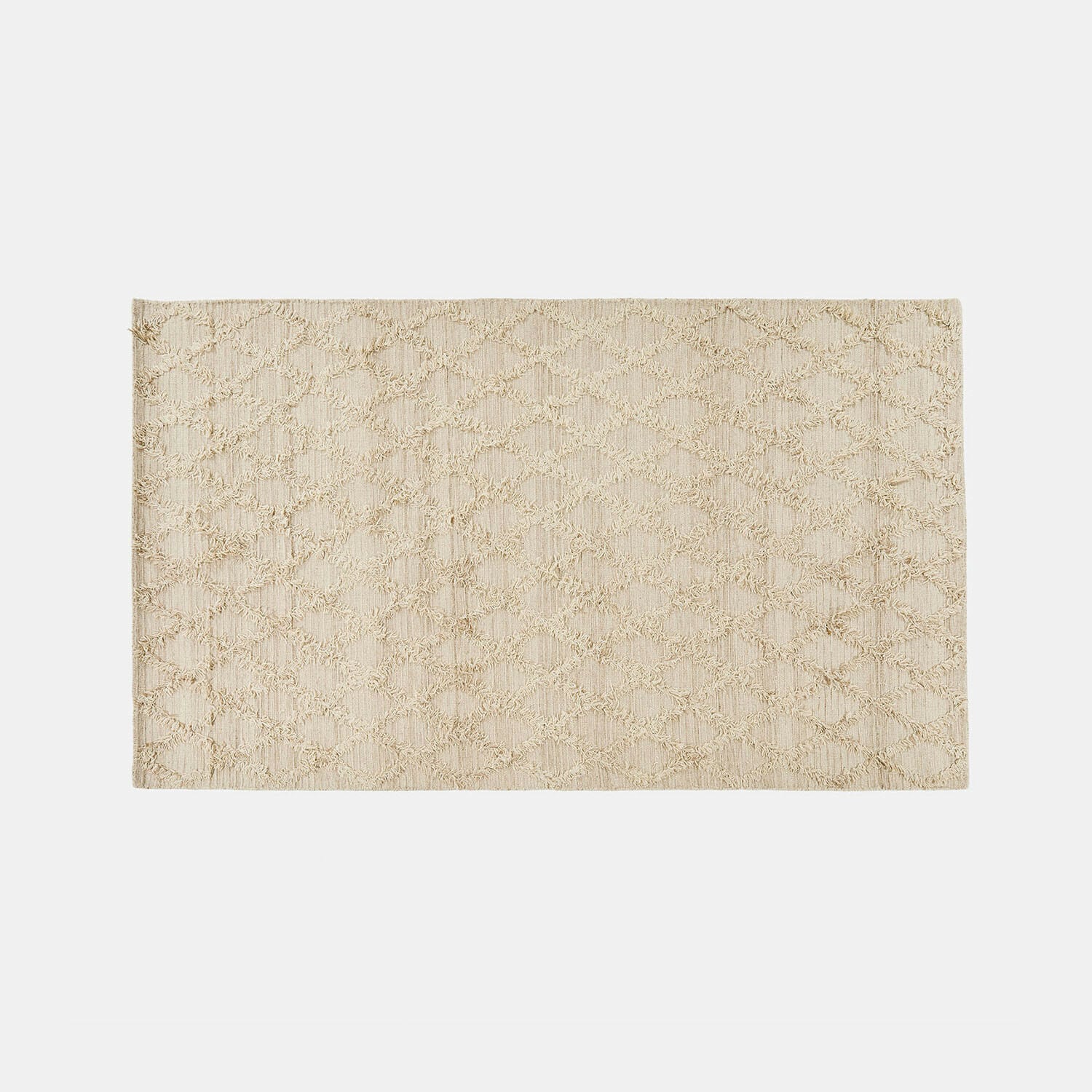 Alfombra Yoann Alfombra beige con patrón geométrico de material suave, ideal para salón o dormitorio
