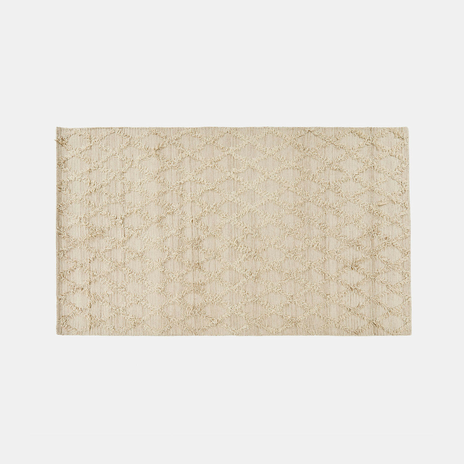 Alfombra Yoann Alfombra beige con patrón geométrico de material suave, ideal para salón o dormitorio