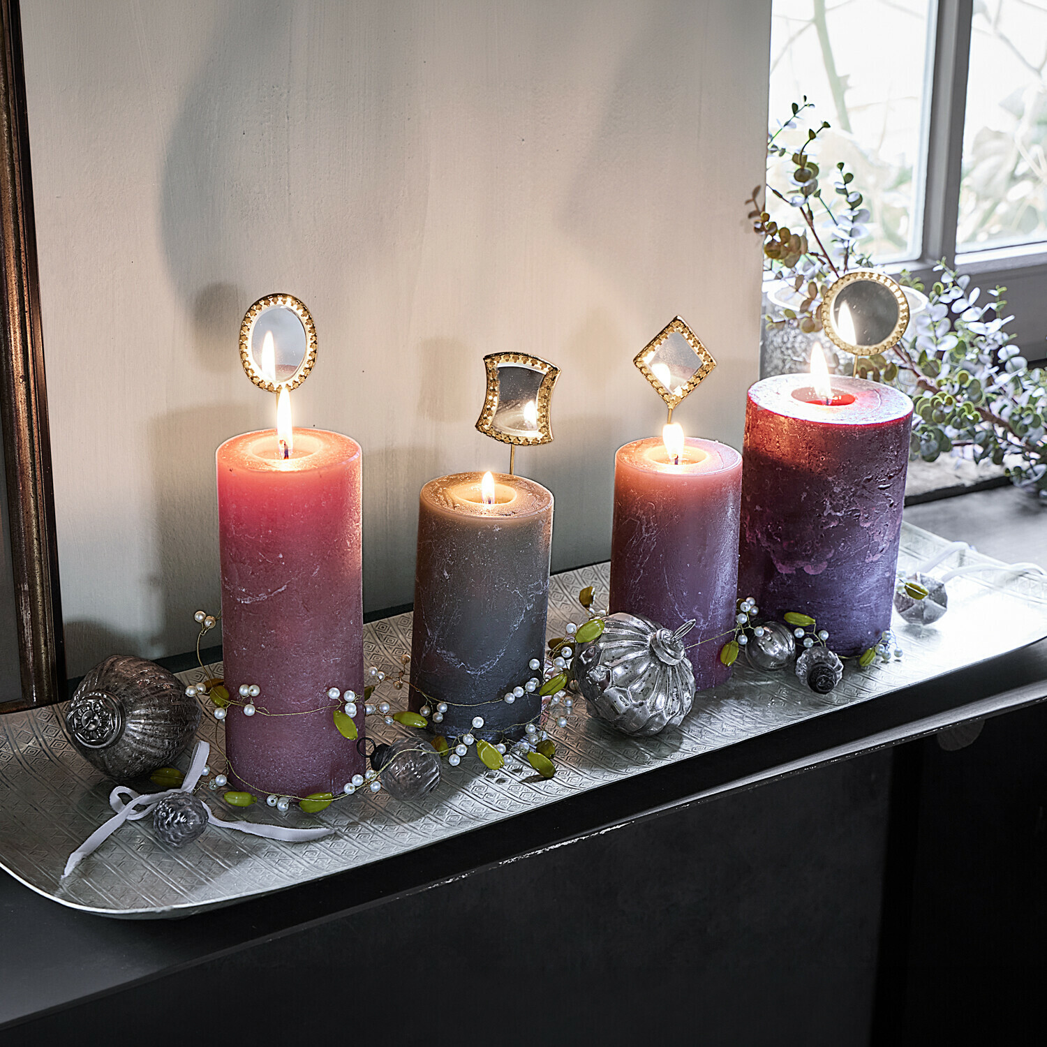 Set de 4 pines para velas Isadorra