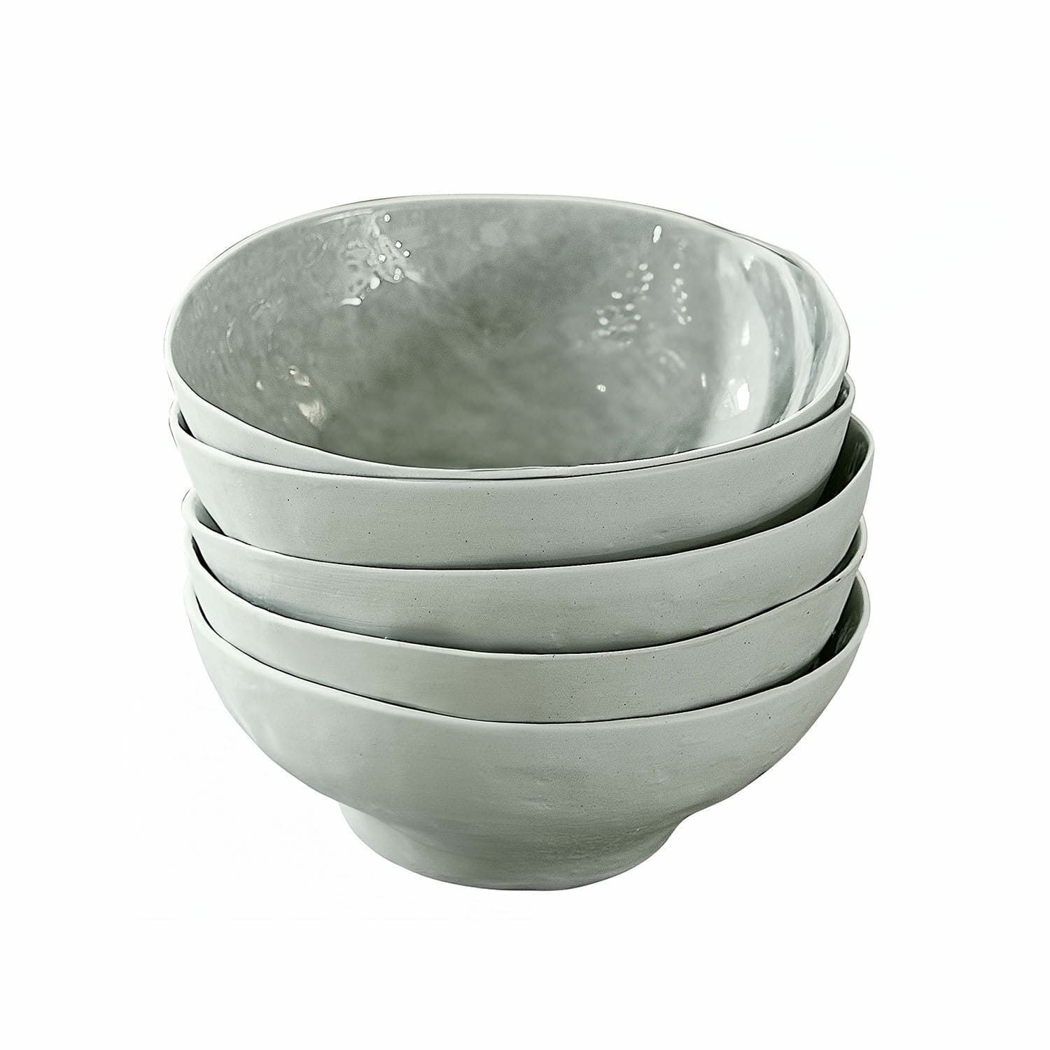 Set de 6 cuencos Braganza Juego de cuatro cuencos de cerámica gris con forma irregular para uso diario