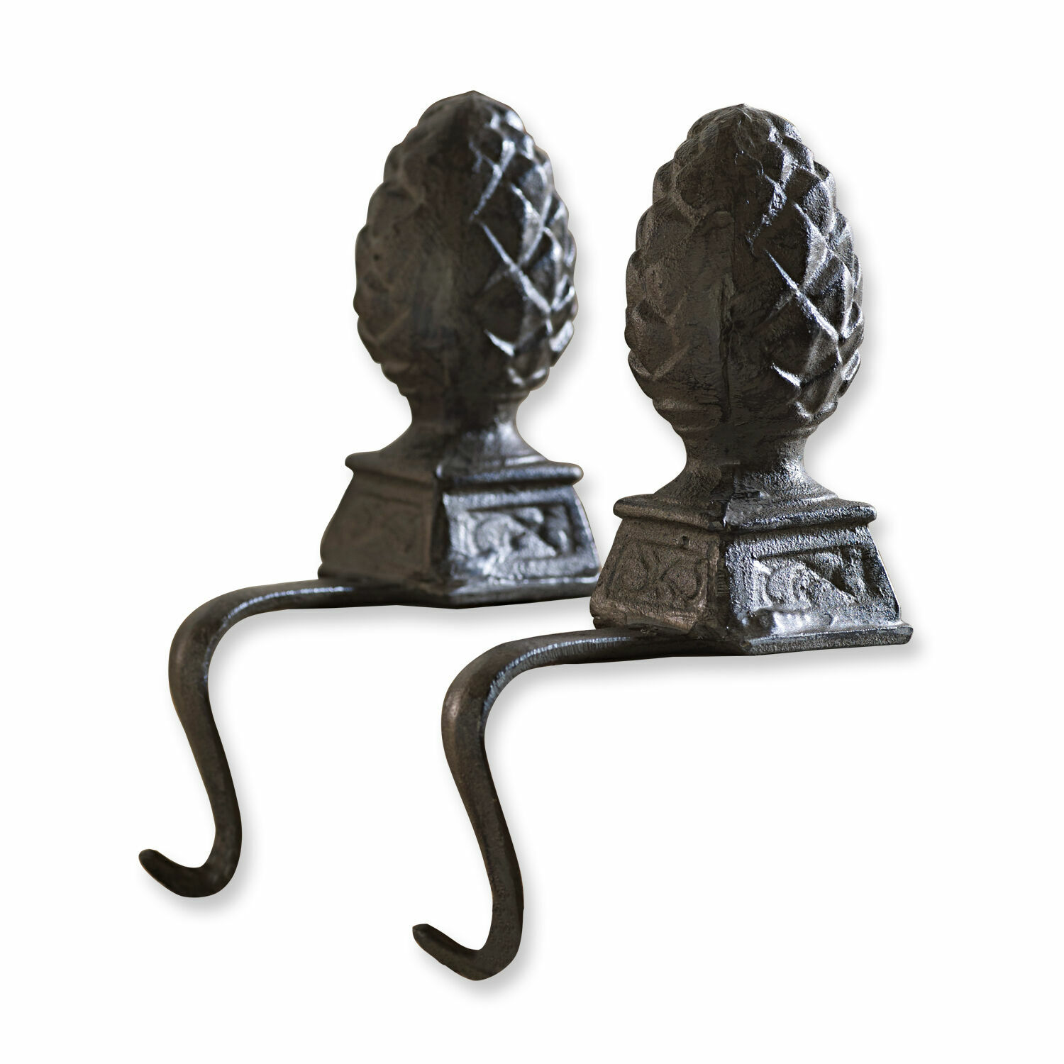 marrón envejecido Juego de 2 piñas de hierro marrón oscuro Lucielle con ganchos, decoración para interior y jardín