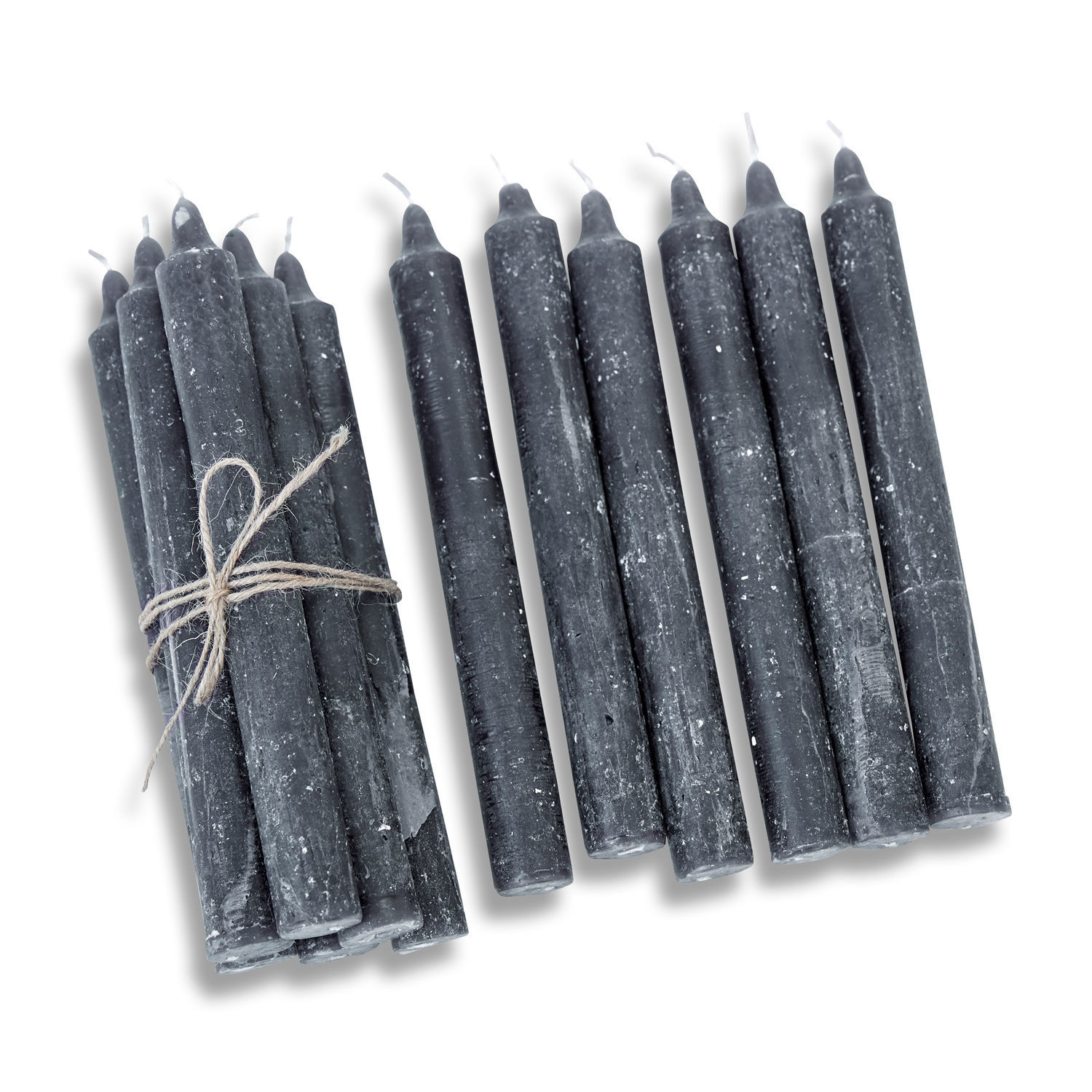 antracita Set de 12 velas Bauceau en antracita de cera, decorativas y elegantes para interiores